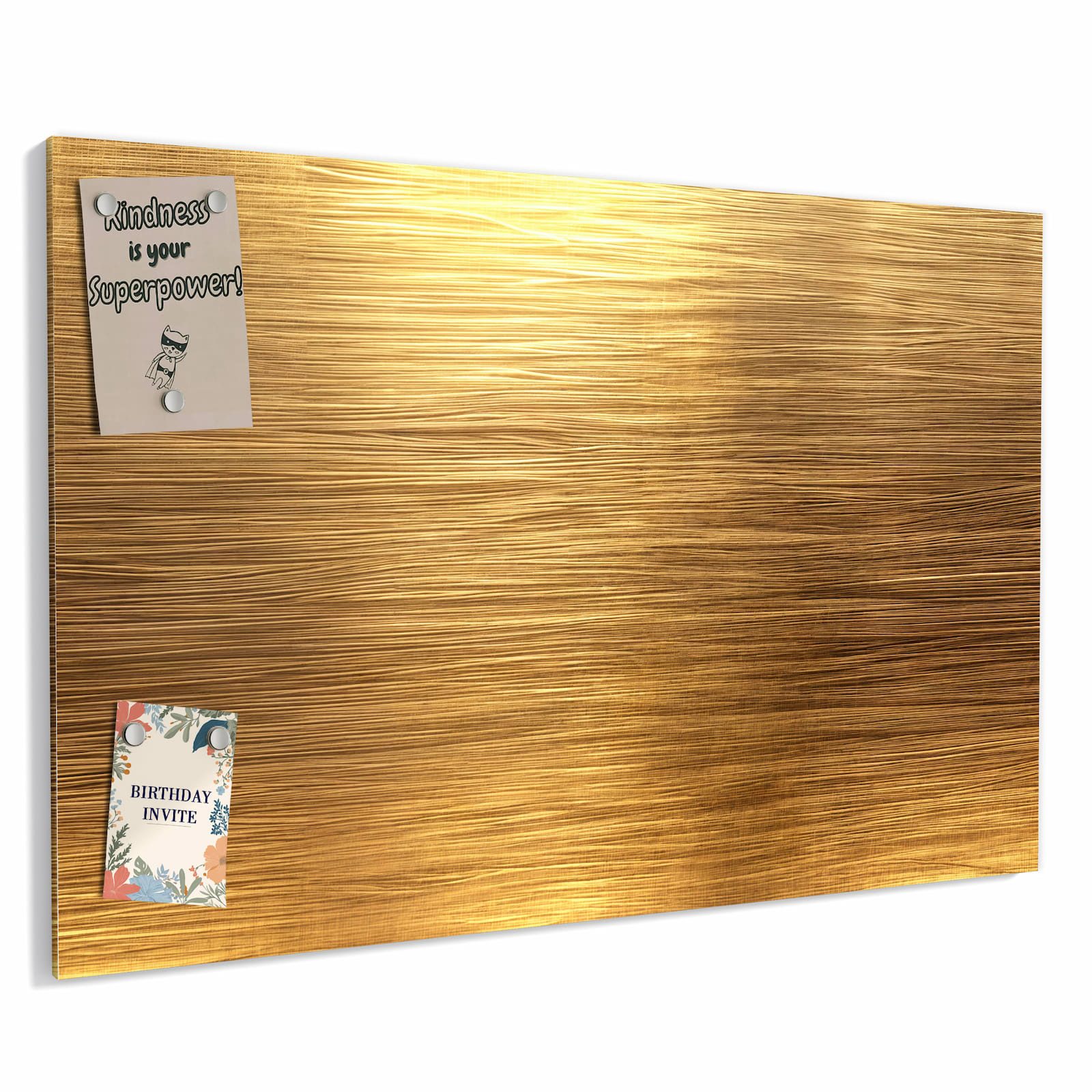Primedeco Memoboard Metall Golden Textured Surface – beschreibbar & magnetisch, (Inklusive Stift, Magnete und Montagematerial, 1-tlg., 9 verschiedene Größen), Magnetisch und Beschreibbar
