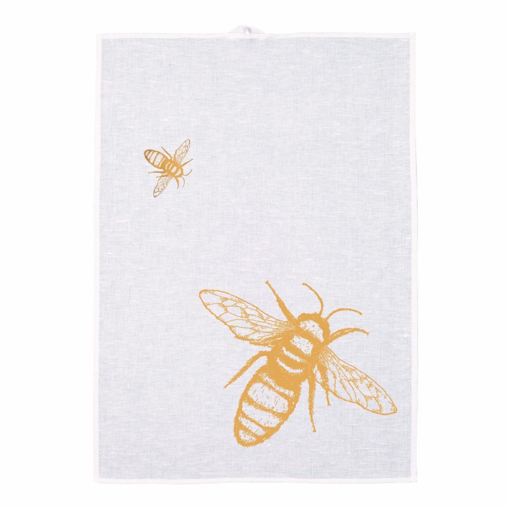 Frohstoff Geschirrtuch Biene, Honiggelb, (1-tlg), Aus Halbleinen, Siebdruck, 50x70cm