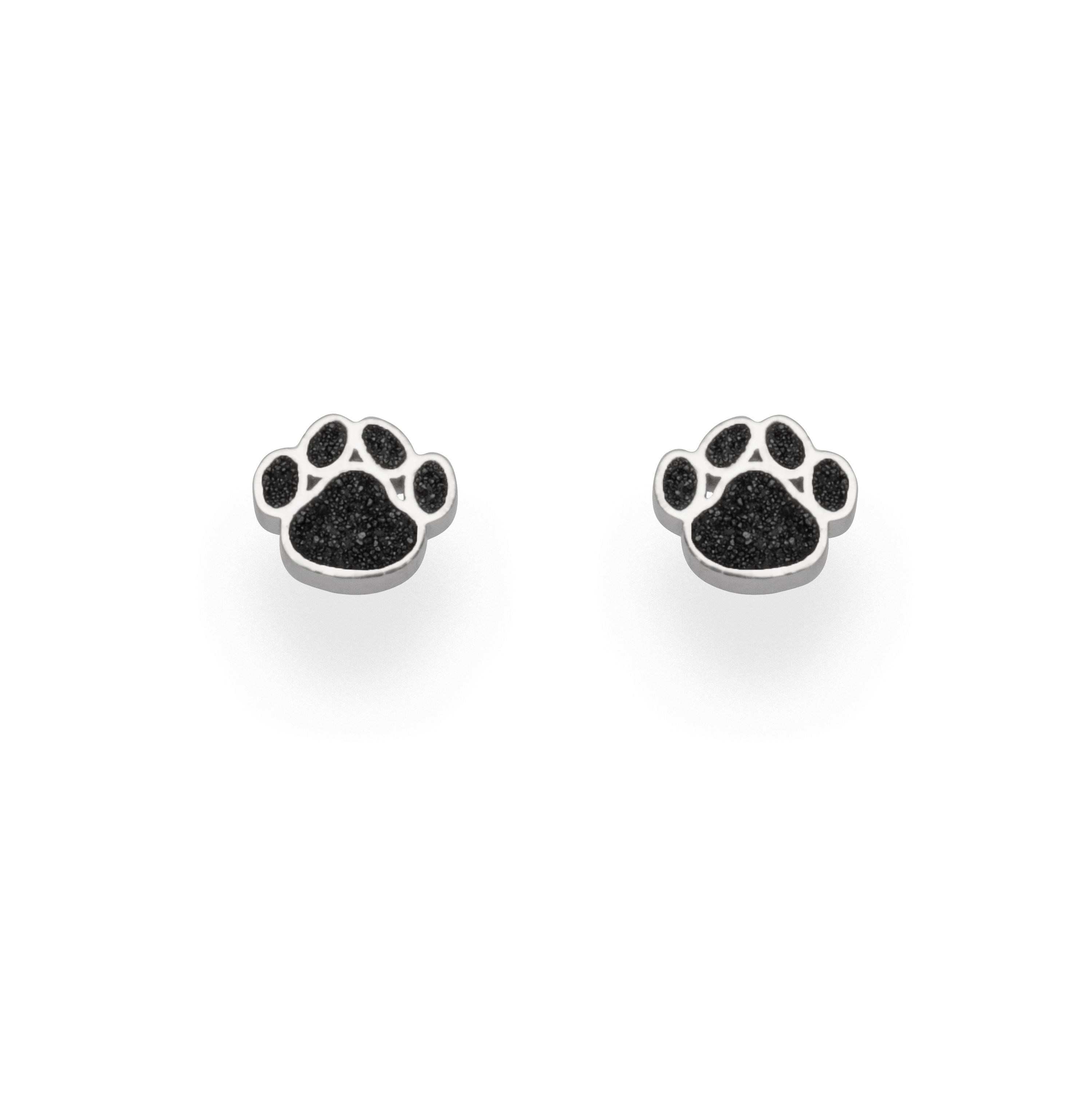 DUR Paar Ohrstecker Pfote O5239 925 Silber Lavasand 9x9,4 mm Tierliebhaber Schmuck