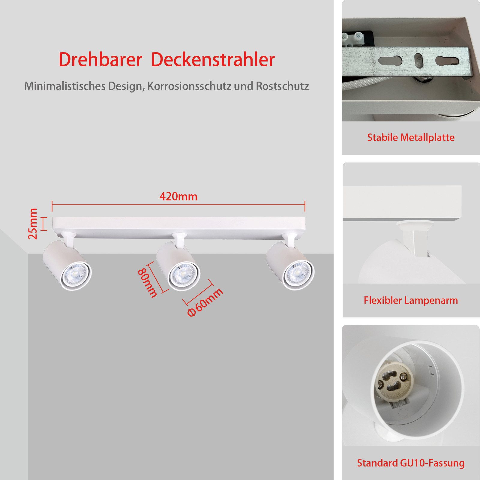 Zedelmaier Deckenstrahler Deckenspots Deckenleuchte max.7W, GU10, günstig online kaufen