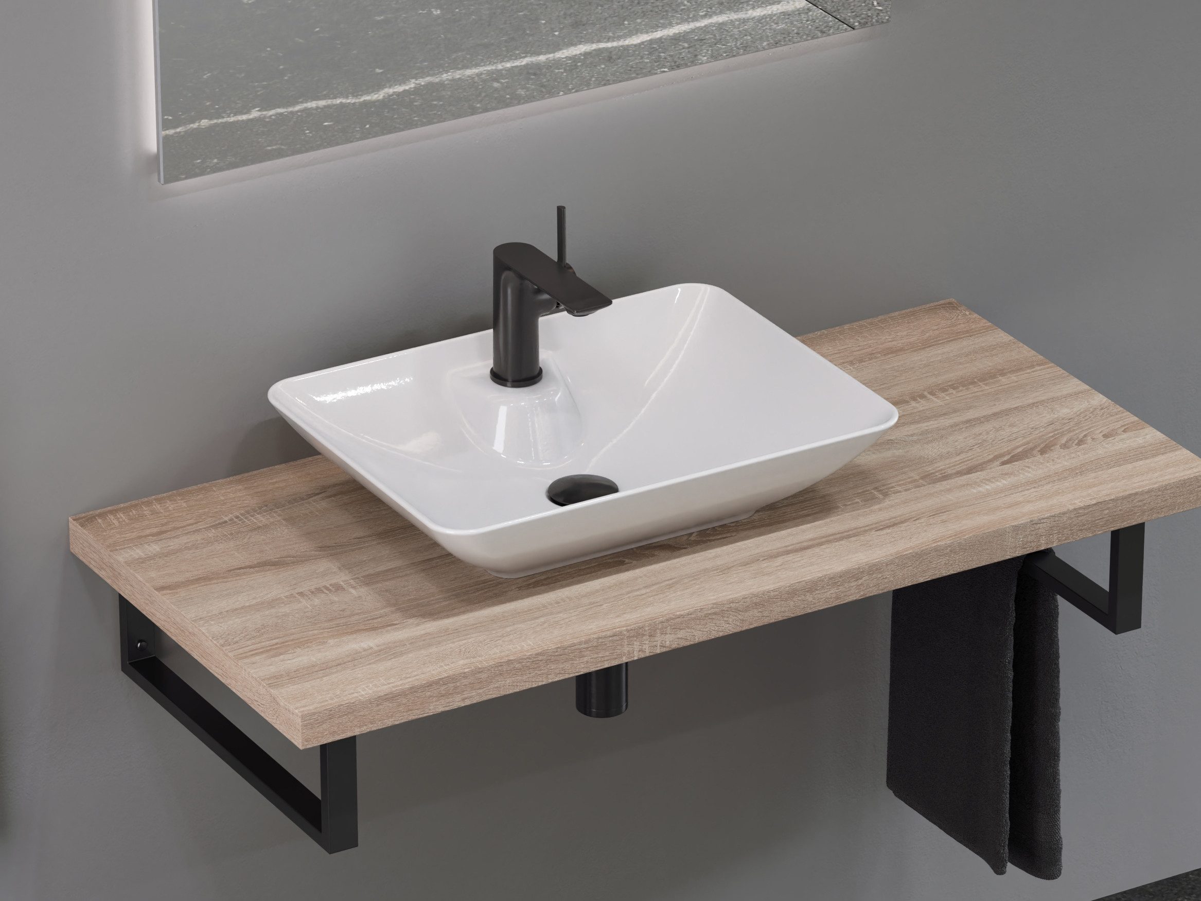 Aqua Bagno Aufsatzwaschbecken 53cm weiß glänzend Waschschale Keramik Aufsatzwaschtisch