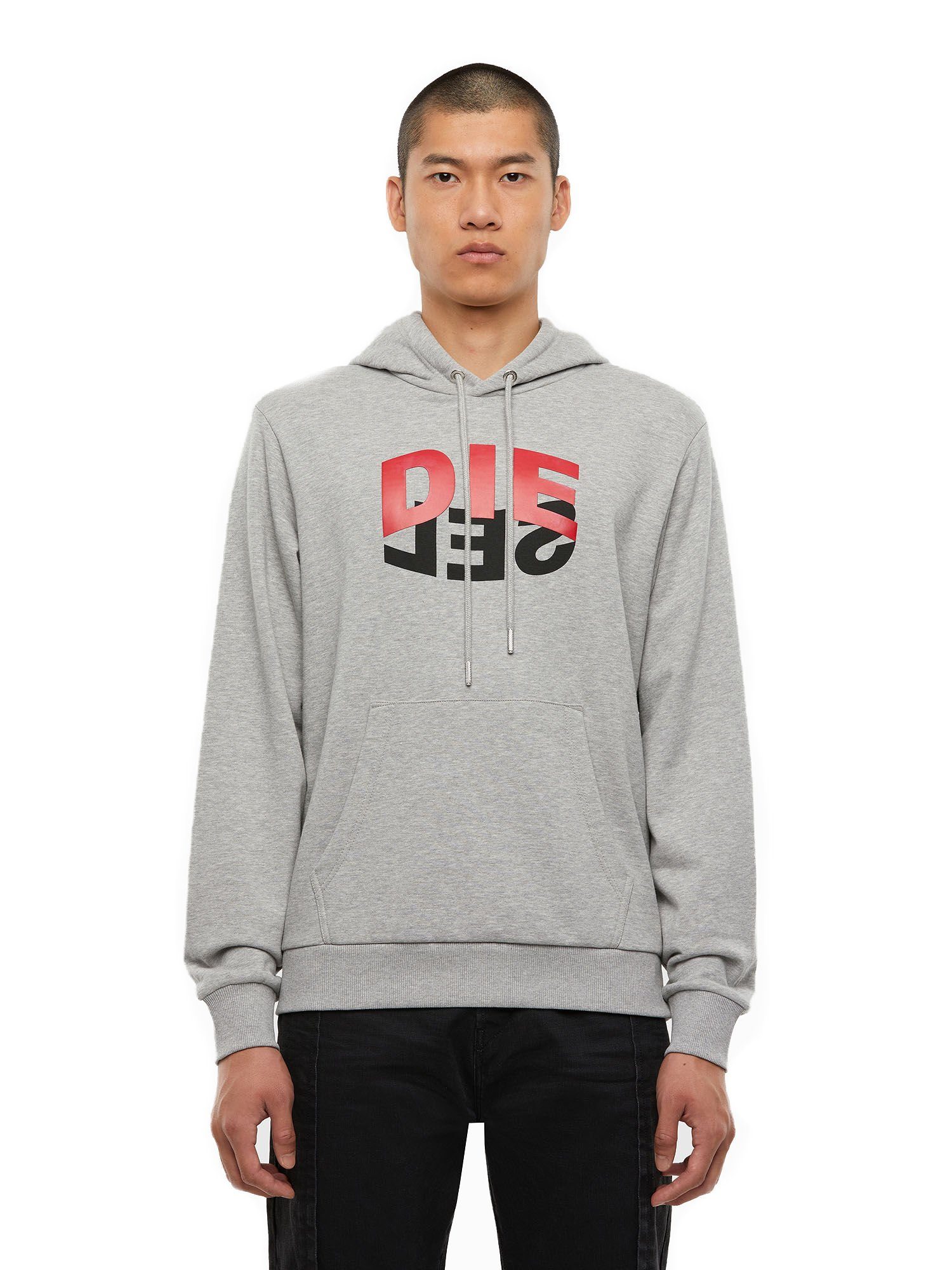 Print Grau - Logo S-GIRK-HOOD-N1 Diesel Hoodie Fit Regular Kapuzensweatshirt