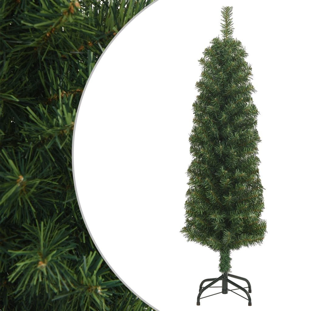 vidaXL Künstlicher Weihnachtsbaum Künstlicher Weihnachtsbaum Schlank mit Ständer Grün 120 cm PVC