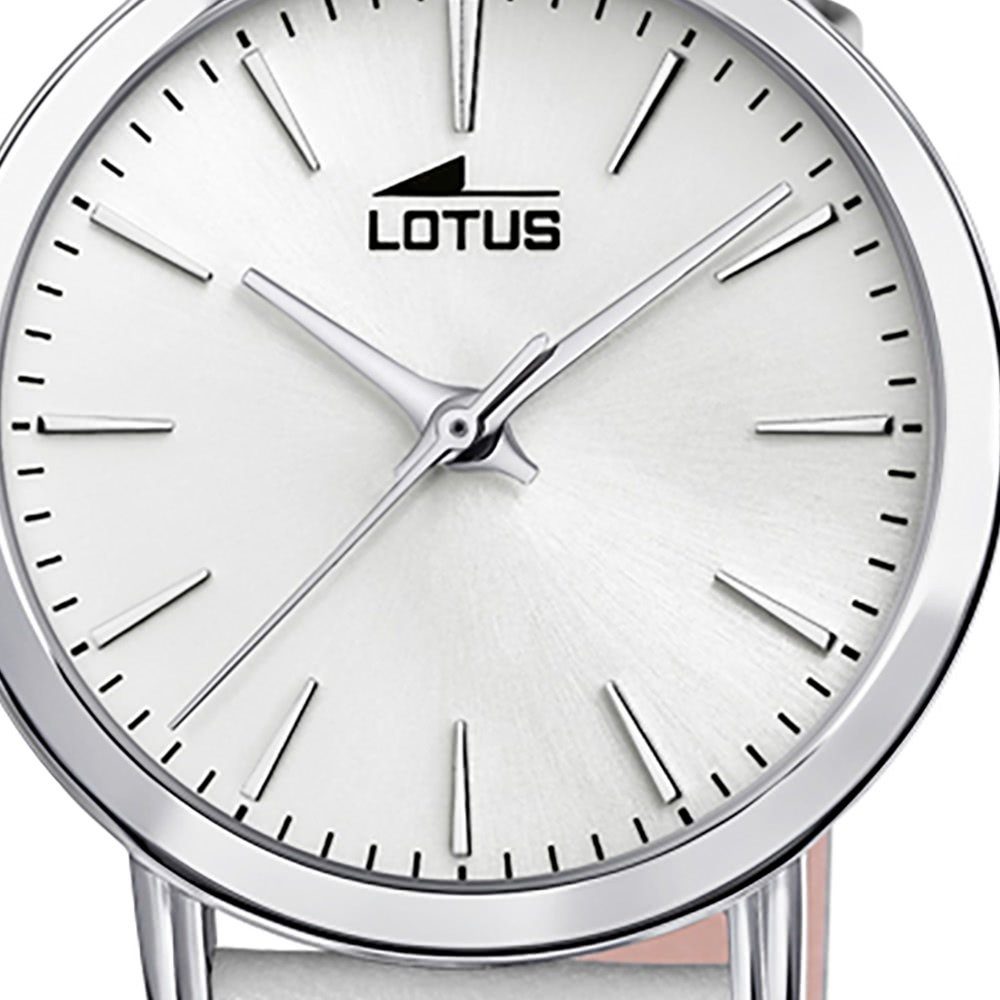 Lotus Quarzuhr Lotus Damen Armbanduhr Trendy 18738/1, (Analoguhr), Damenuhr rund, mittel (ca. 33mm) Lederarmband weiß