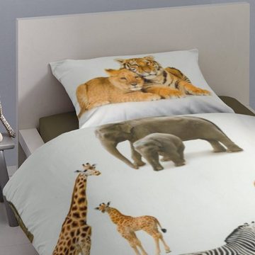 Bettwäsche »Young Wild White«, good morning, Safari, Elefant, Giraffe