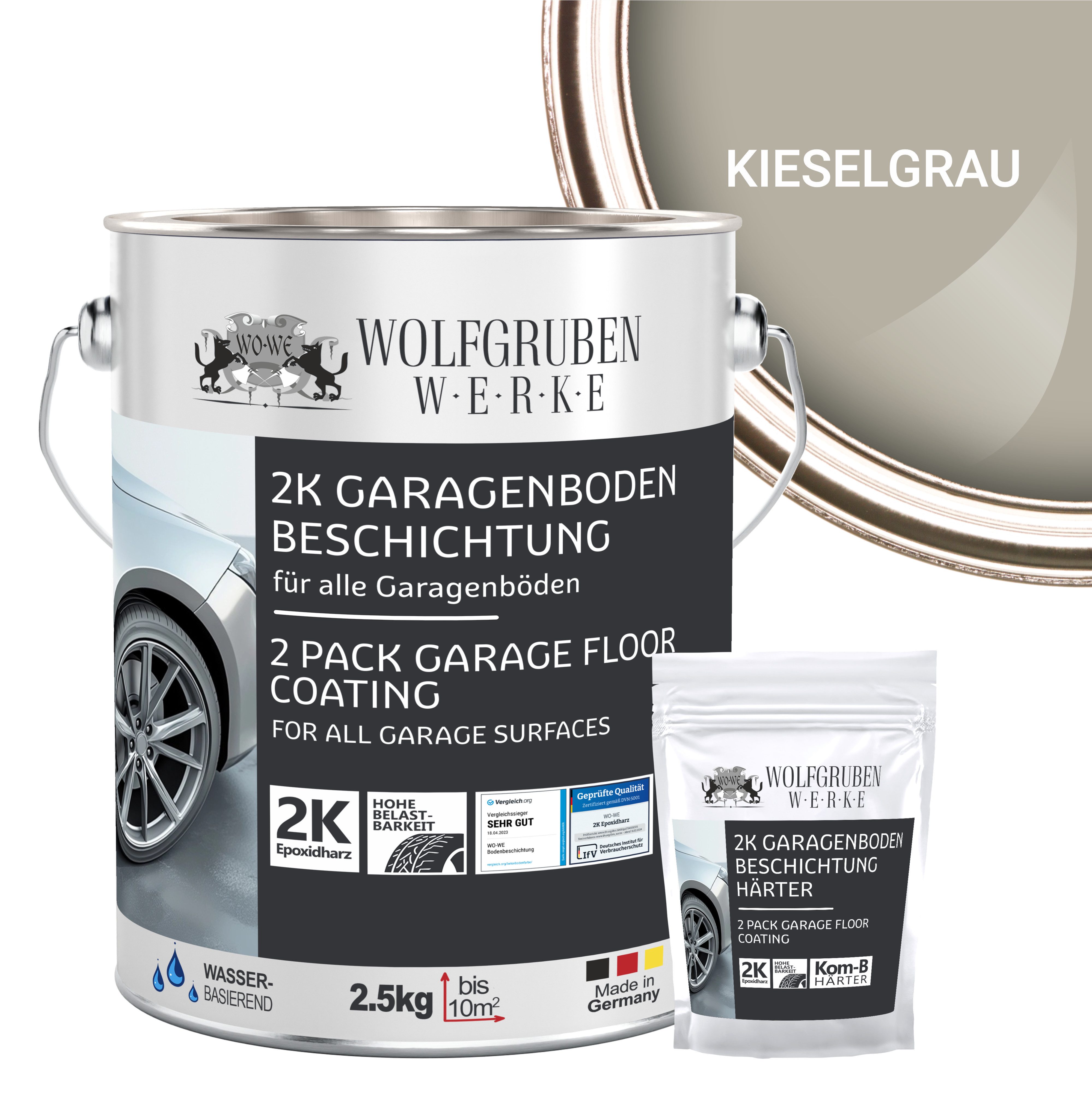 WO-WE Bodenversiegelung 2K Garagenbodenbeschichtung W707, Betonfarbe, Garagenfarbe, Bodenbeschichtung