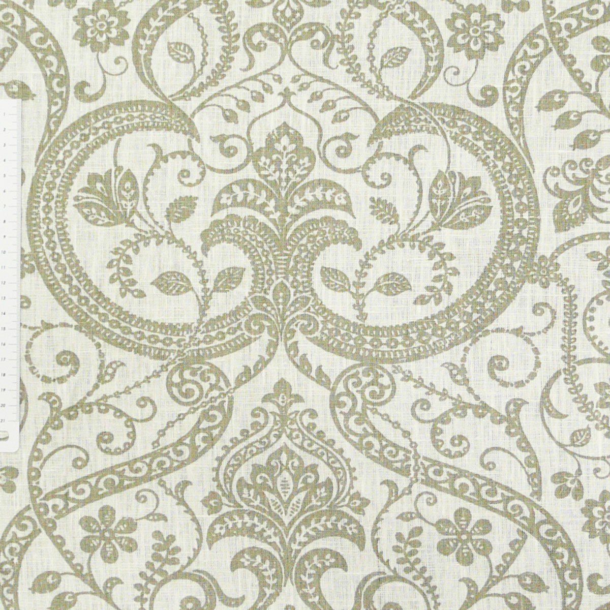SCHÖNER LEBEN. Stoff Leinen Dekostoff Meterware CELIE TOILE Ornament creme taupe