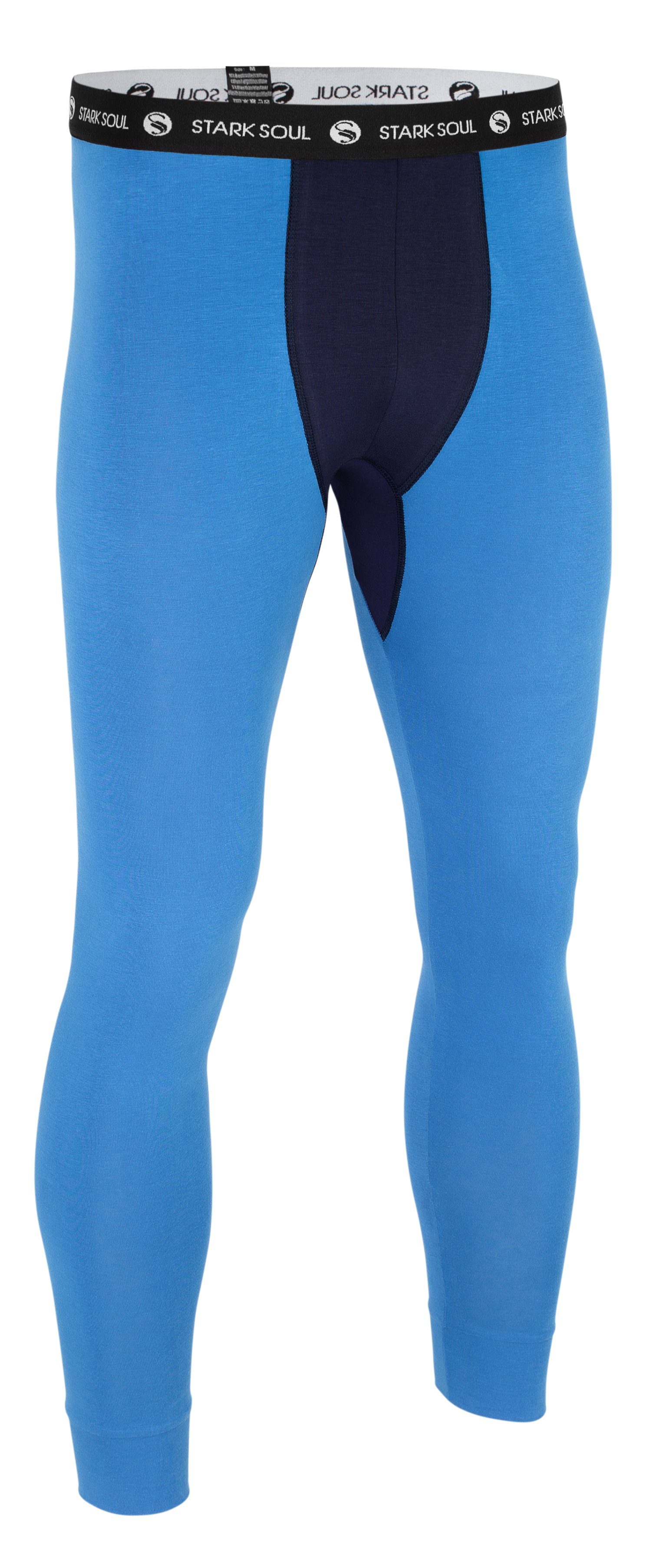 Stark Soul® Lange Unterhose Long John - Lange Unterhose mit weichem Web-Gummibund Logo Webbund Blau