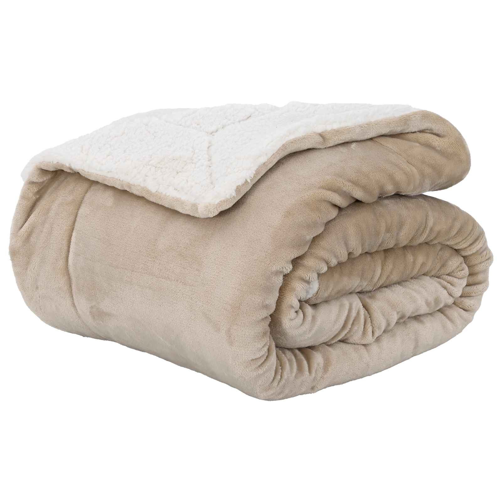 vidaXL Bettüberwurf Überwurfdecke Beige 220 x 240 cm Fleece