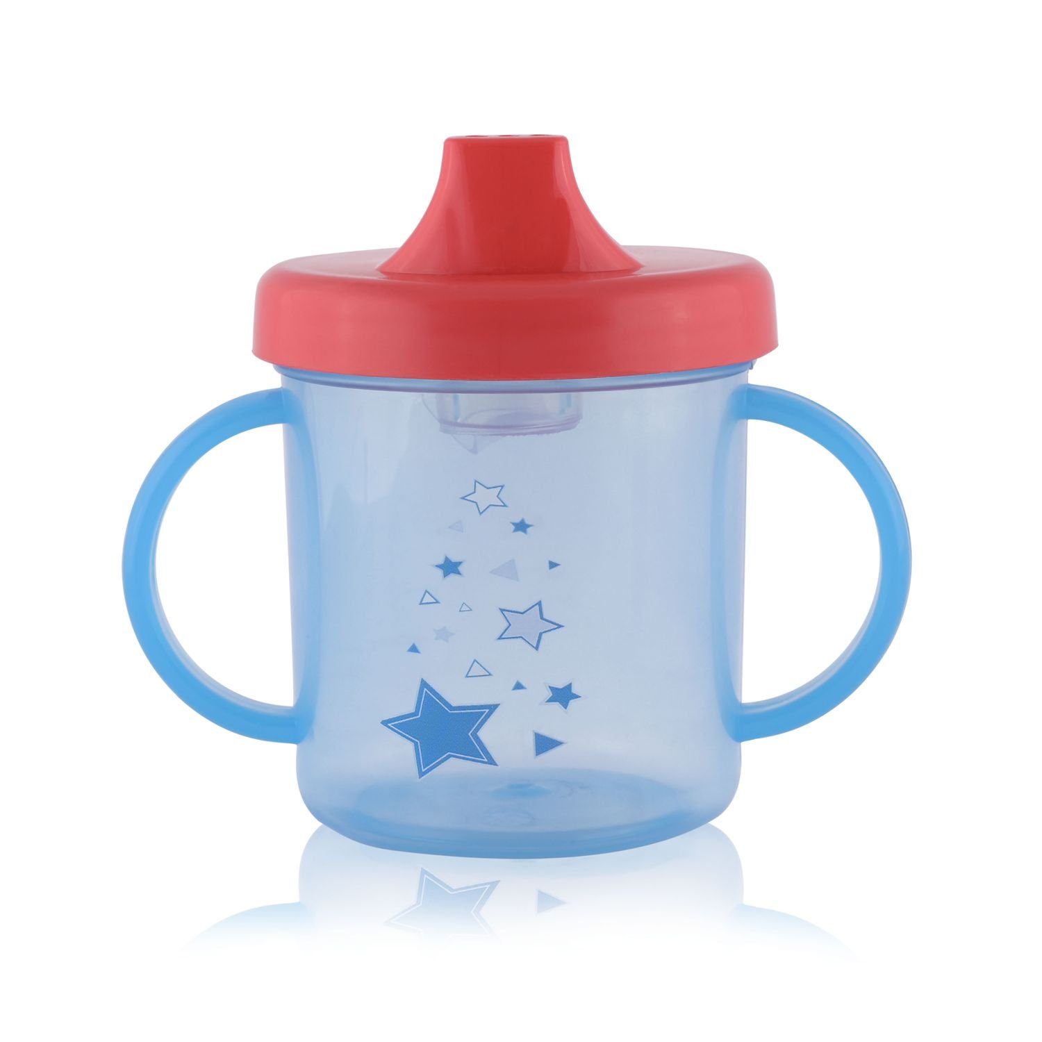 Baby Care Trinkflasche Henkelbecher Mundstück Trinkbecher blau 210ml, hartes Haltegriffe