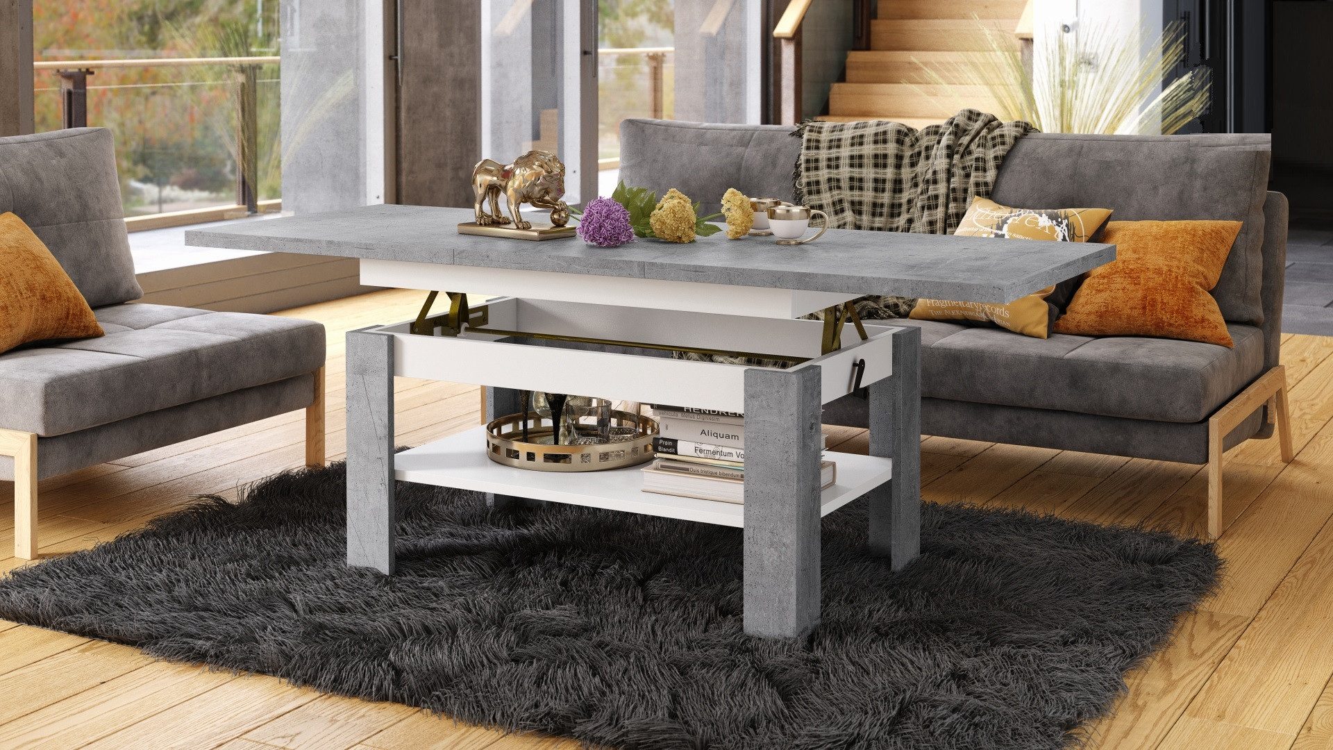 designimpex Couchtisch Design Rio stufenlos höhenverstellbar günstig online kaufen