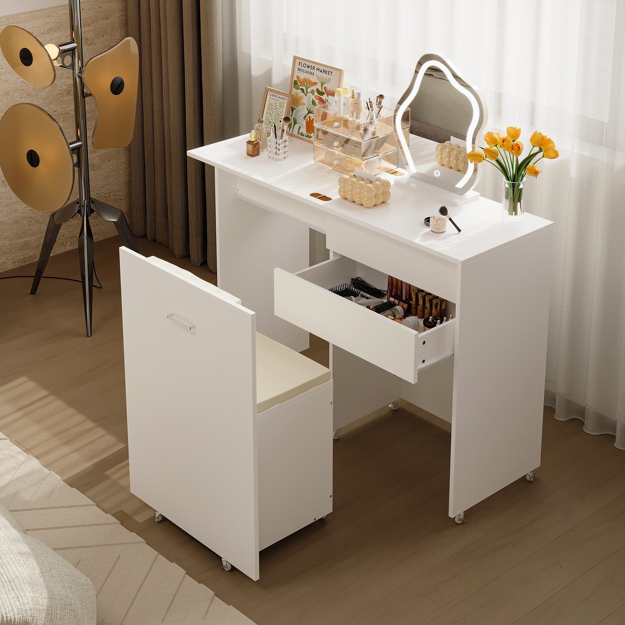 FUFU&GAGA Schminktisch ohne Spiegel, Faltbarer Schreibtisch in Weiß, Platzs günstig online kaufen