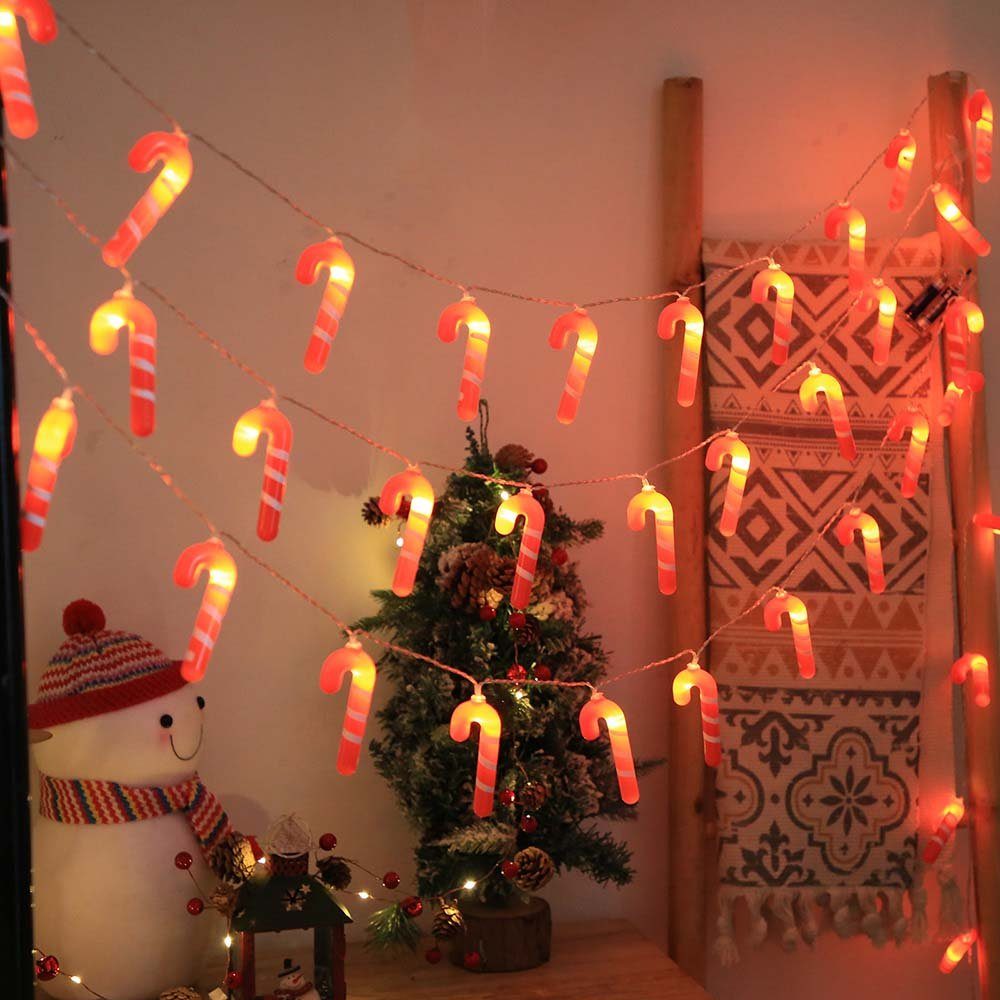 1.5M, Zuckerstange/Stern/Schneemann/Weihnachtsmann LED-Lichterkette Deko, für Schlafzimmer Weihnachtsmotiv, batterie, Weihnachtsbaum Rosnek