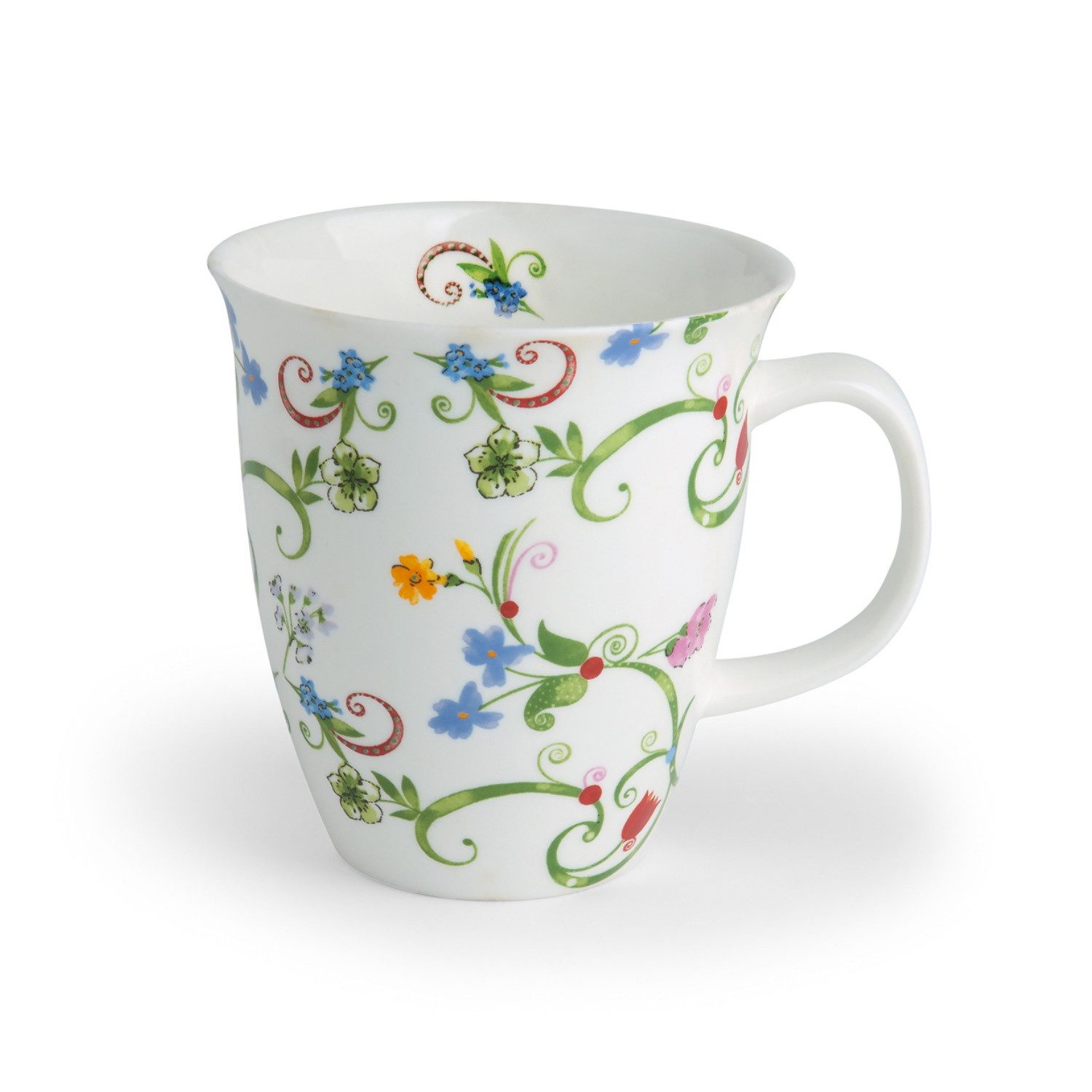 TeaLogic Tasse Blumenranken, Porzellan, Spülmaschinengeeignet, Weiß, Motiv: Blumen