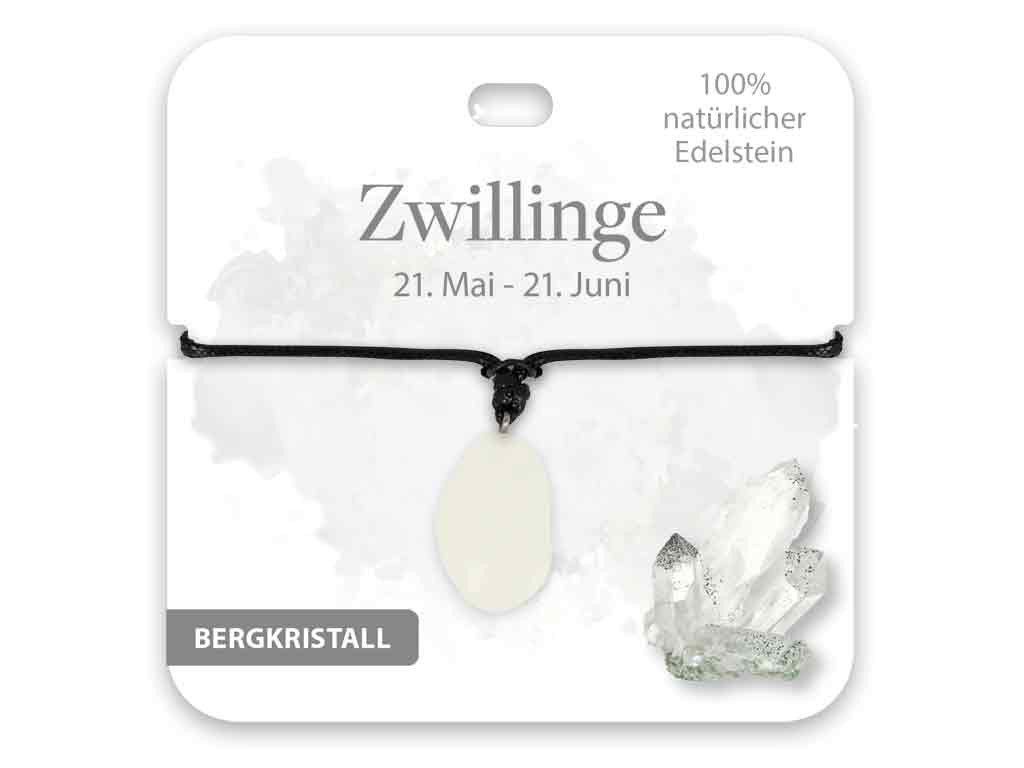 Armband Edelstein Schlüsselanhänger Bergkristall Sternzeichen Zwillinge