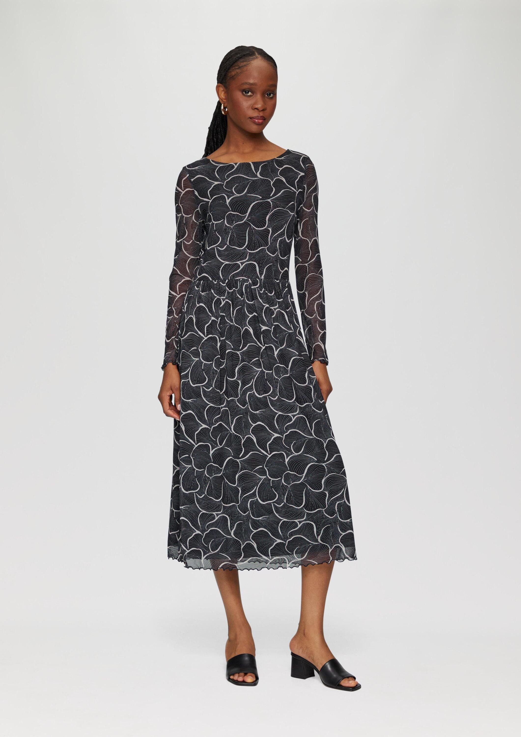 s.Oliver Midikleid Kleid Mesh-Kleid mit U-Boot-Ausschnitt