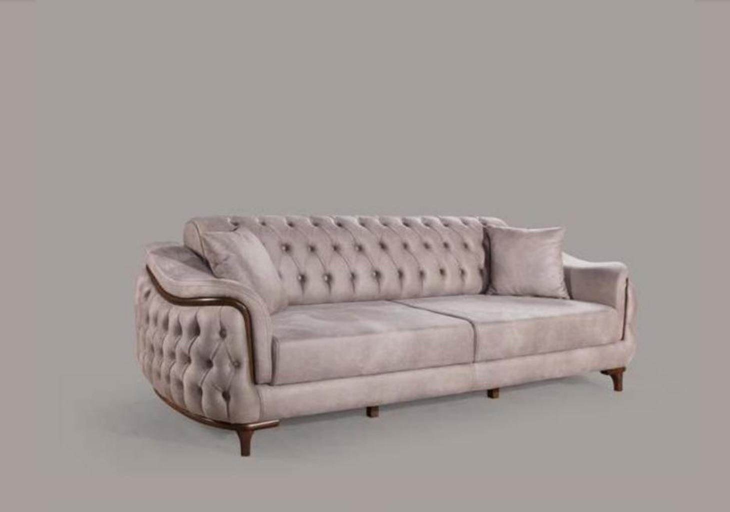 JVmoebel Sofa Beige Chesterfield Couch Dreisitzer Sitzpolster Couch, Made in Europe