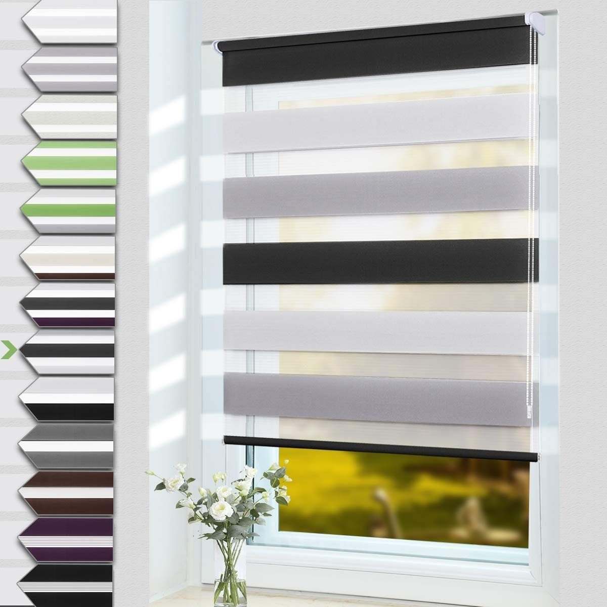 Doppelrollo doppelrollo Klemmfix ohne Bohren, OUBO, verdunkelnd, verspannt, Klämmträger, Lichtschutz schnelle und einfache Montage mit beiliegendem