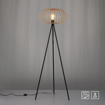 click-licht Stehlampe Stehleuchte Racoon in Natur-hell und Schwarz E27, keine Angabe, Leuchtmittel enthalten: Nein, warmweiss, Stehlampe, Standlampe