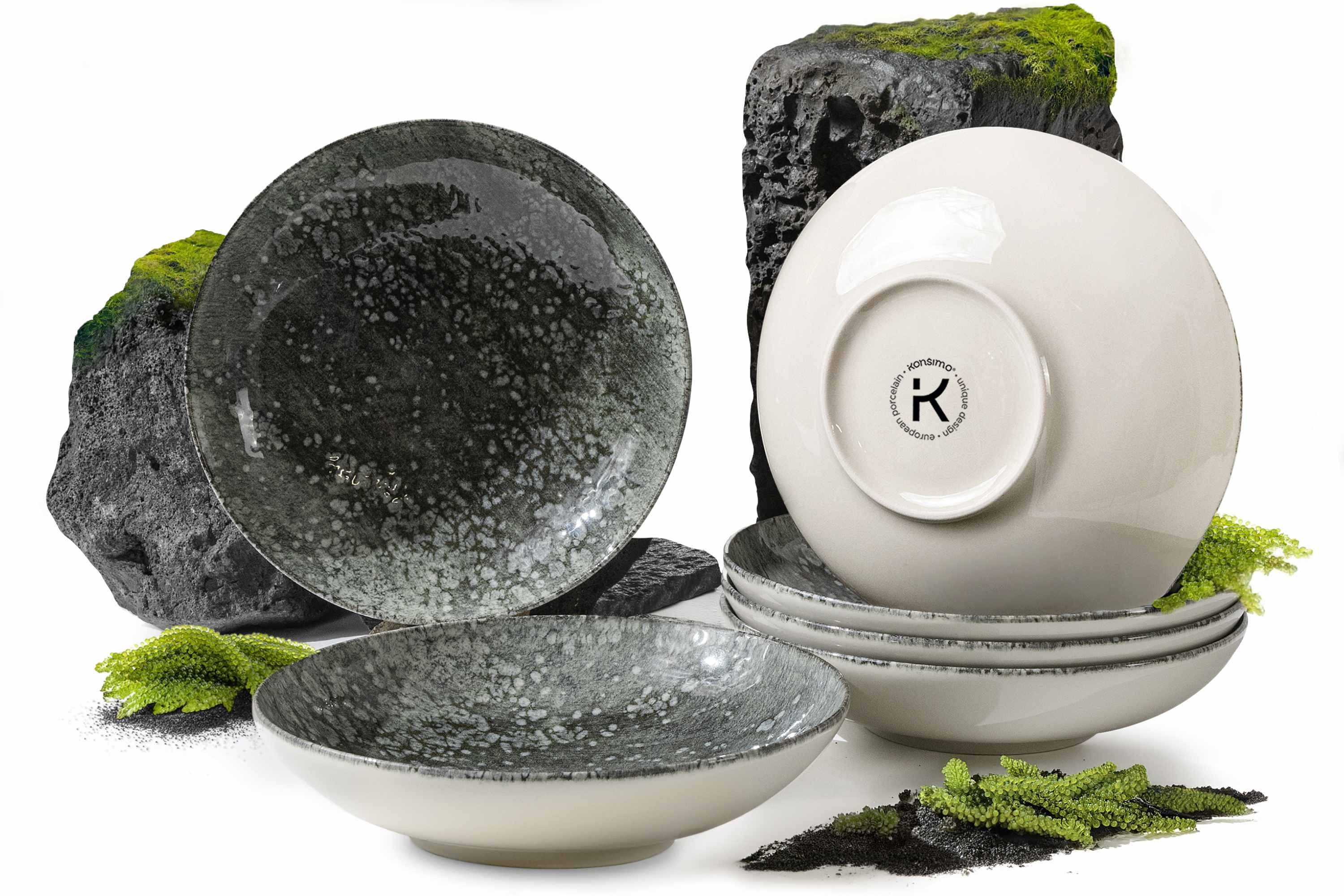 KONSIMO® Teller-Set MERCURO Geschirr-Set, hergestellt in der EU, (6-tlg), 6 Personen, Porzellan, spülmaschinengeeignet, mikrowellengeeignet, 6x Suppenteller