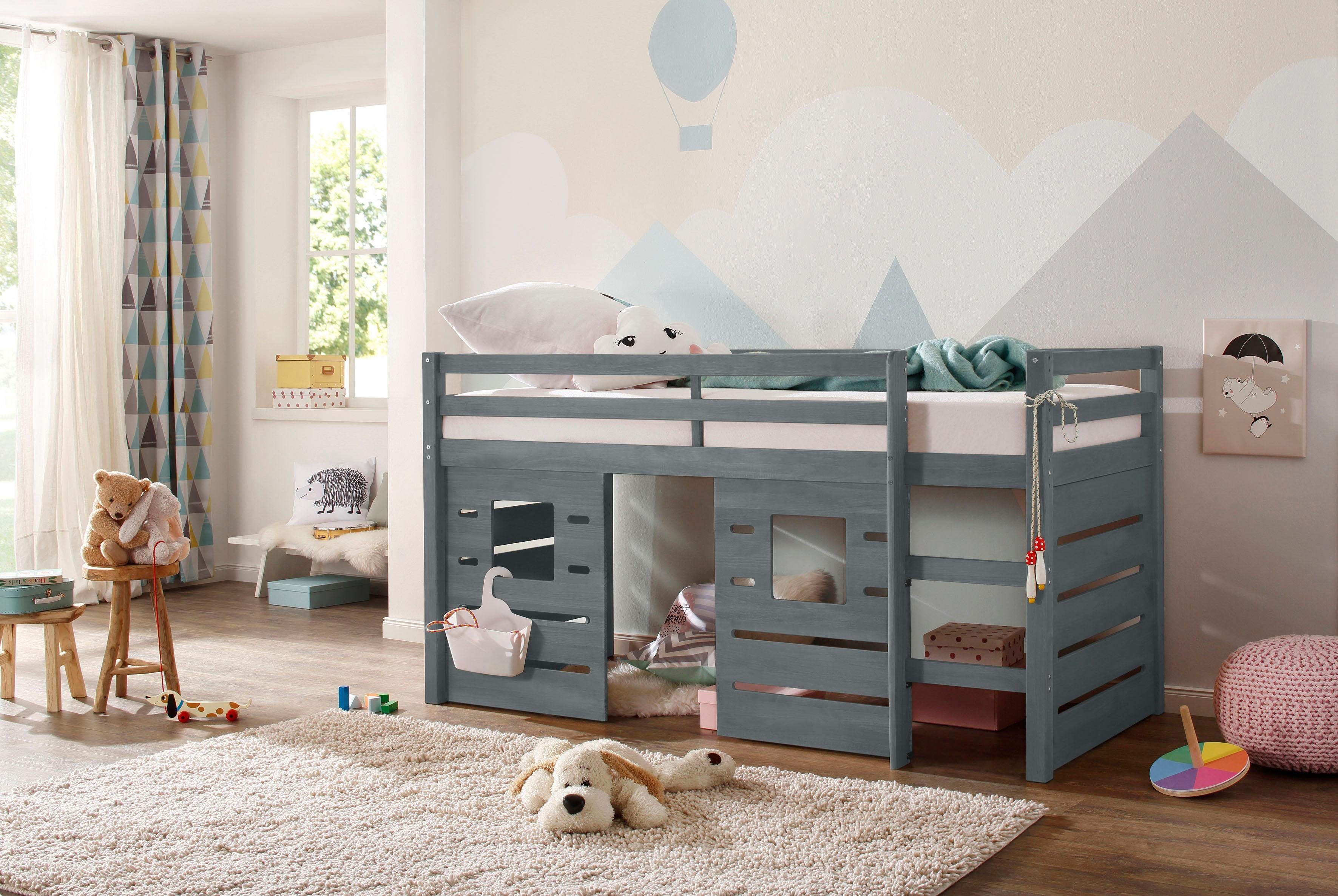 OTTO home Hochbett Alpi aus Kiefernholz, inklusive Leiter und Panel, Außenmaßenbreite 103 cm – Bild 4 von 5