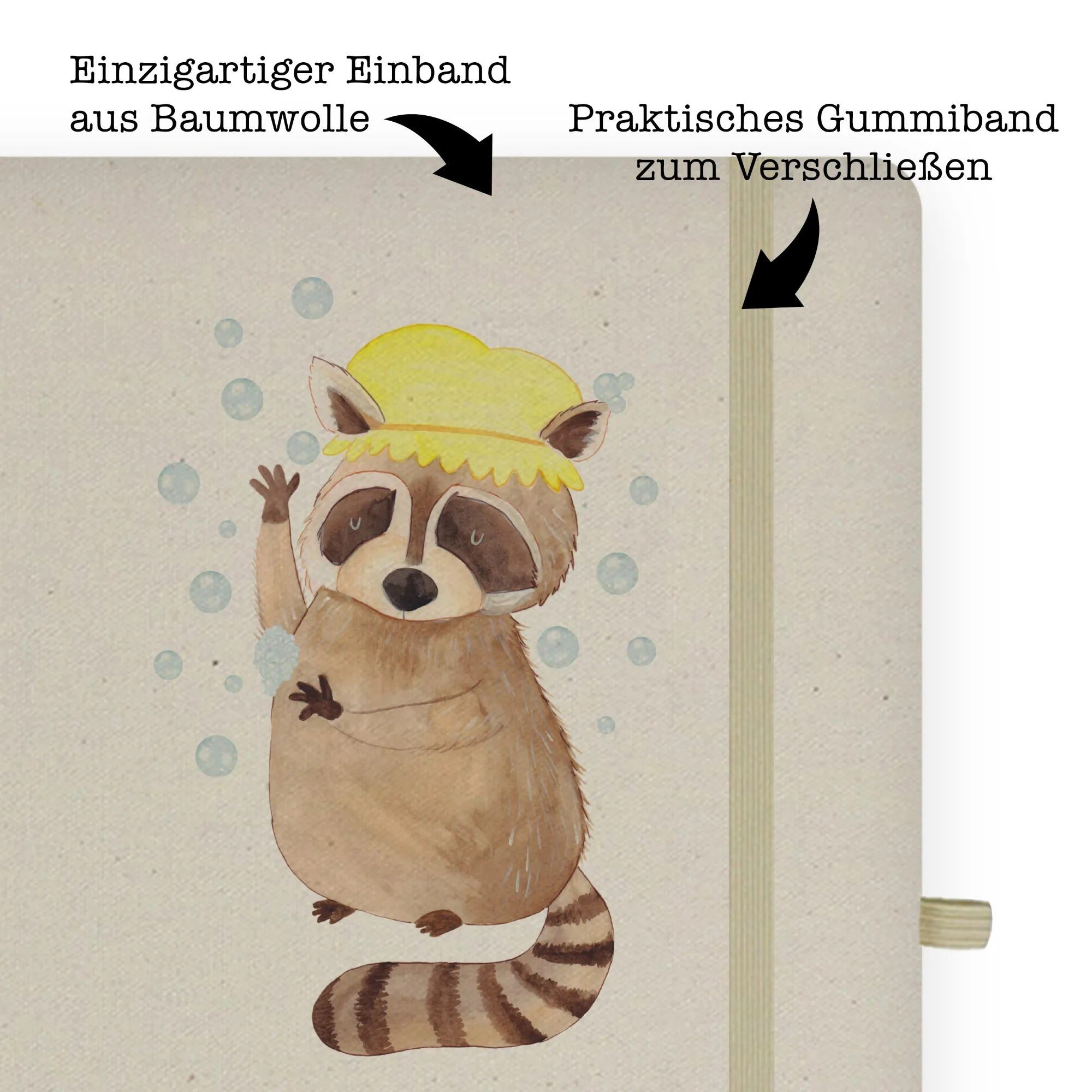 Thumbnail - Mr. & Mrs. Panda Notizbuch Waschbär - Transparent - Geschenk, Tagträumen, Plan, lustige Sprüche, Mr. & Mrs. Panda, Kreat...