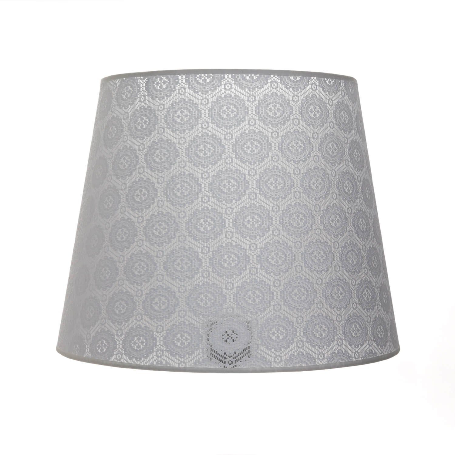 Licht-Erlebnisse Lampenschirm WILLOW, Leuchtenschirm Grau Stoff Häkelspitze Stehleuchte E27 Lampe