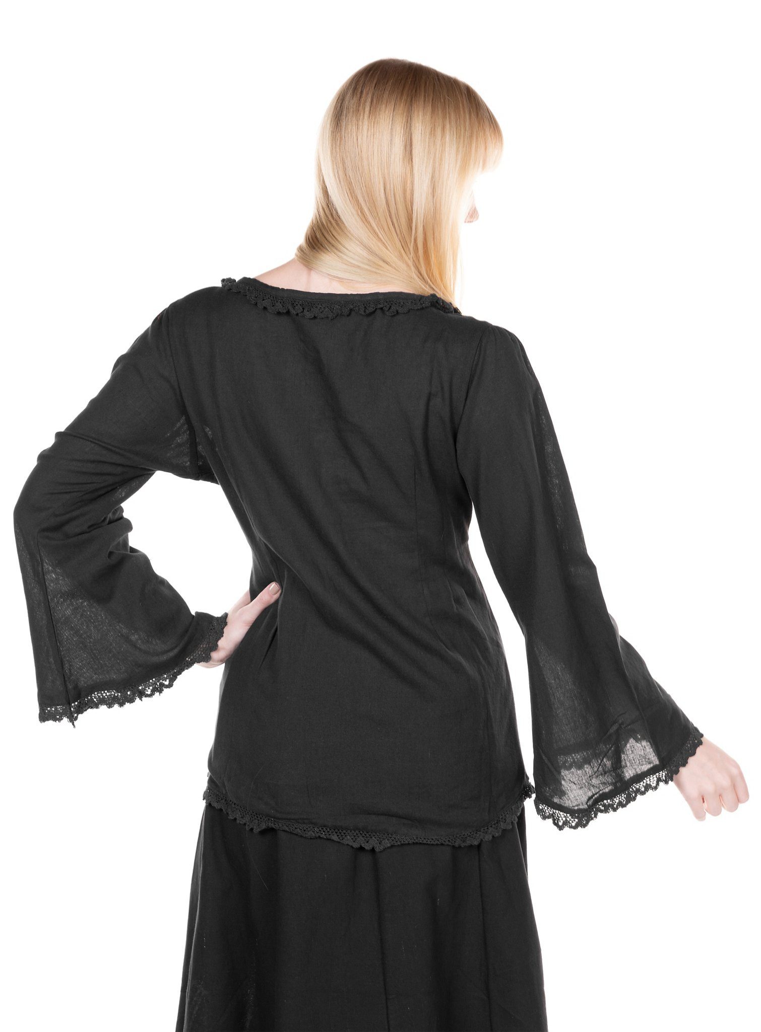 Metamorph Hexen-Kostüm Gothic Spitzenbluse schwarz, Hochwertige und authentische Mittelalterkleidung zu unschlagbar günst