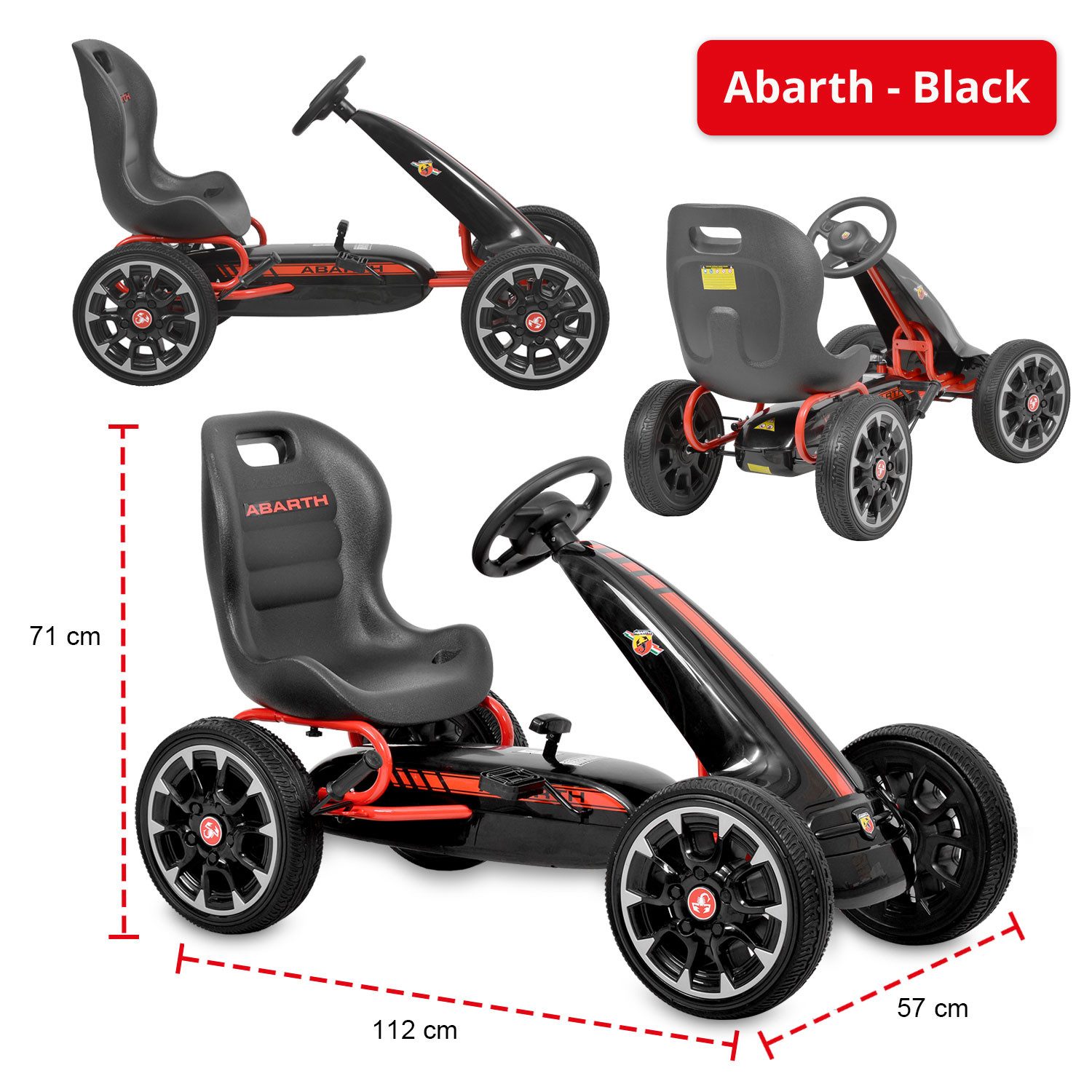 Hecht Go-Kart verstellbarer Schalensitz Handbremshebel bis 25kg, Gummireifen, Vorwärts- & Rückwärtsfahren, Kettenantrieb