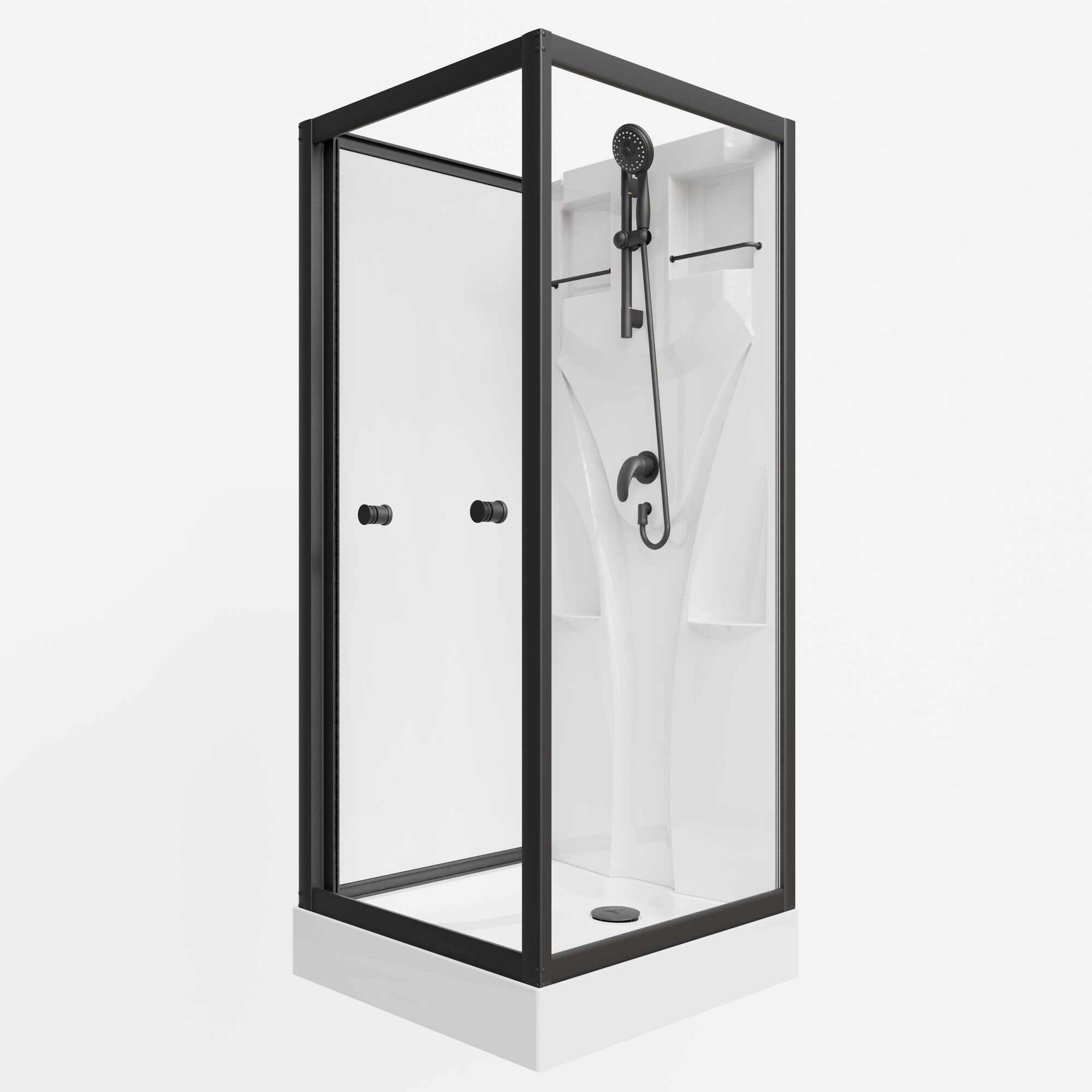 Schulte Komplettdusche Juist schwarz, BxT: 80x80 cm, Sicherheitsglas, Komplett Set mit Duschwanne U-Form Schiebetür