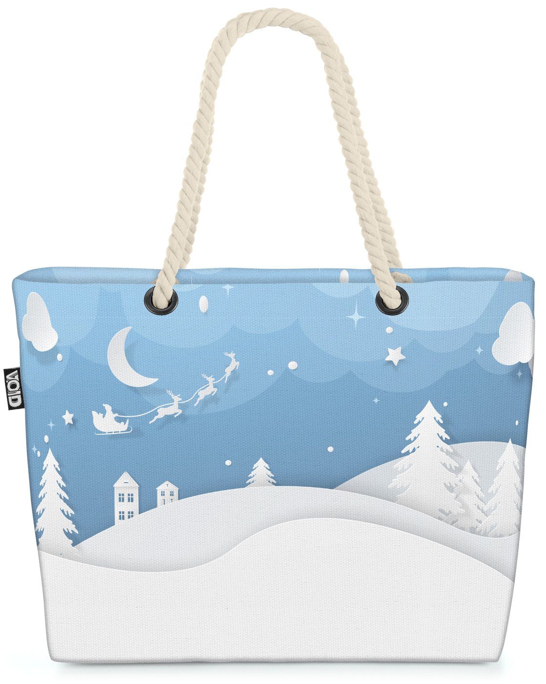 VOID Strandtasche (1-tlg), Winterlandschaft Schnee Beach Bag Frohe Weihnachten Winter Schnee Geschenke Lan