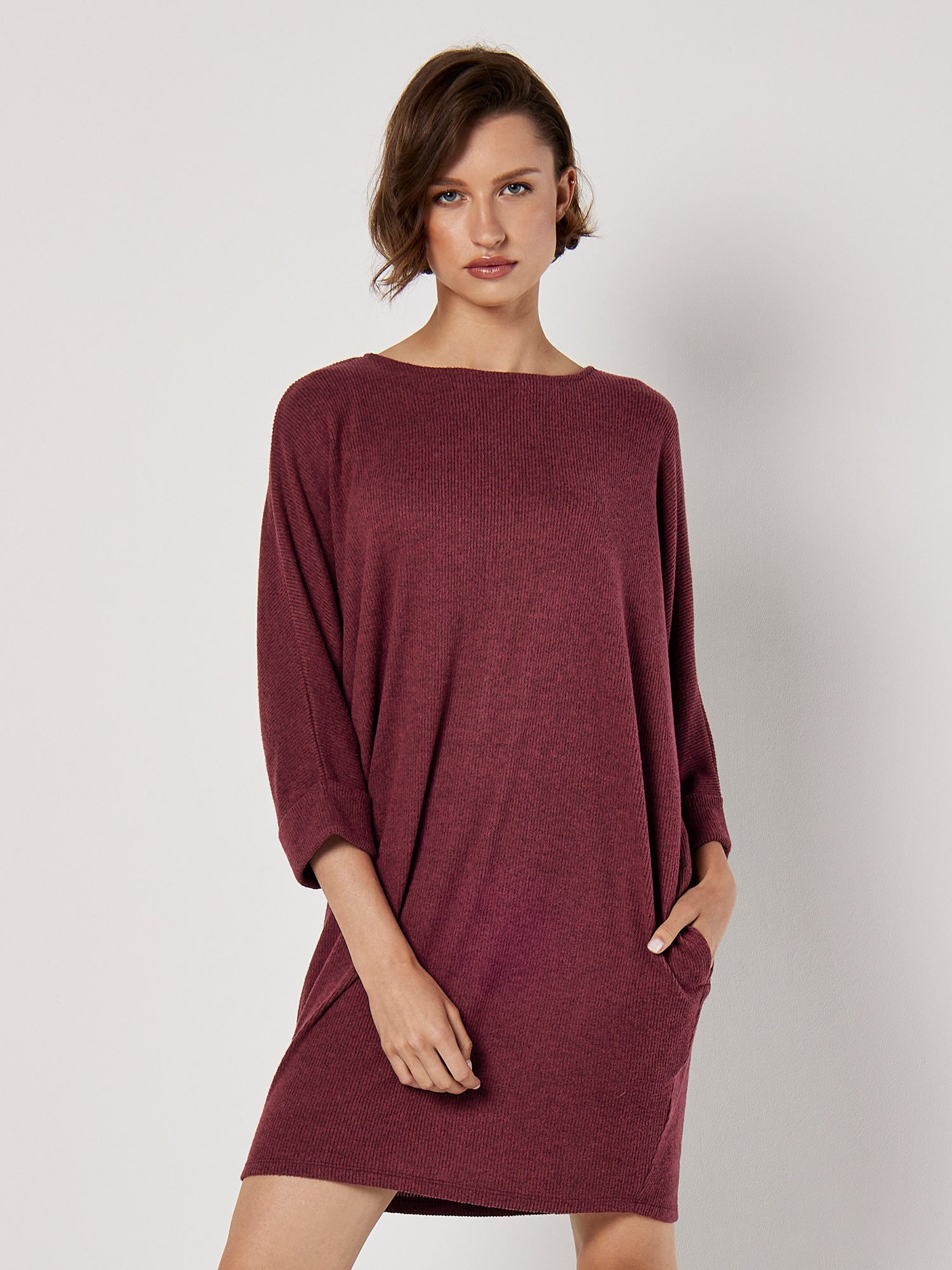 Apricot Strickkleid Cocoon-Design, mit Umschlagärmeln günstig online kaufen