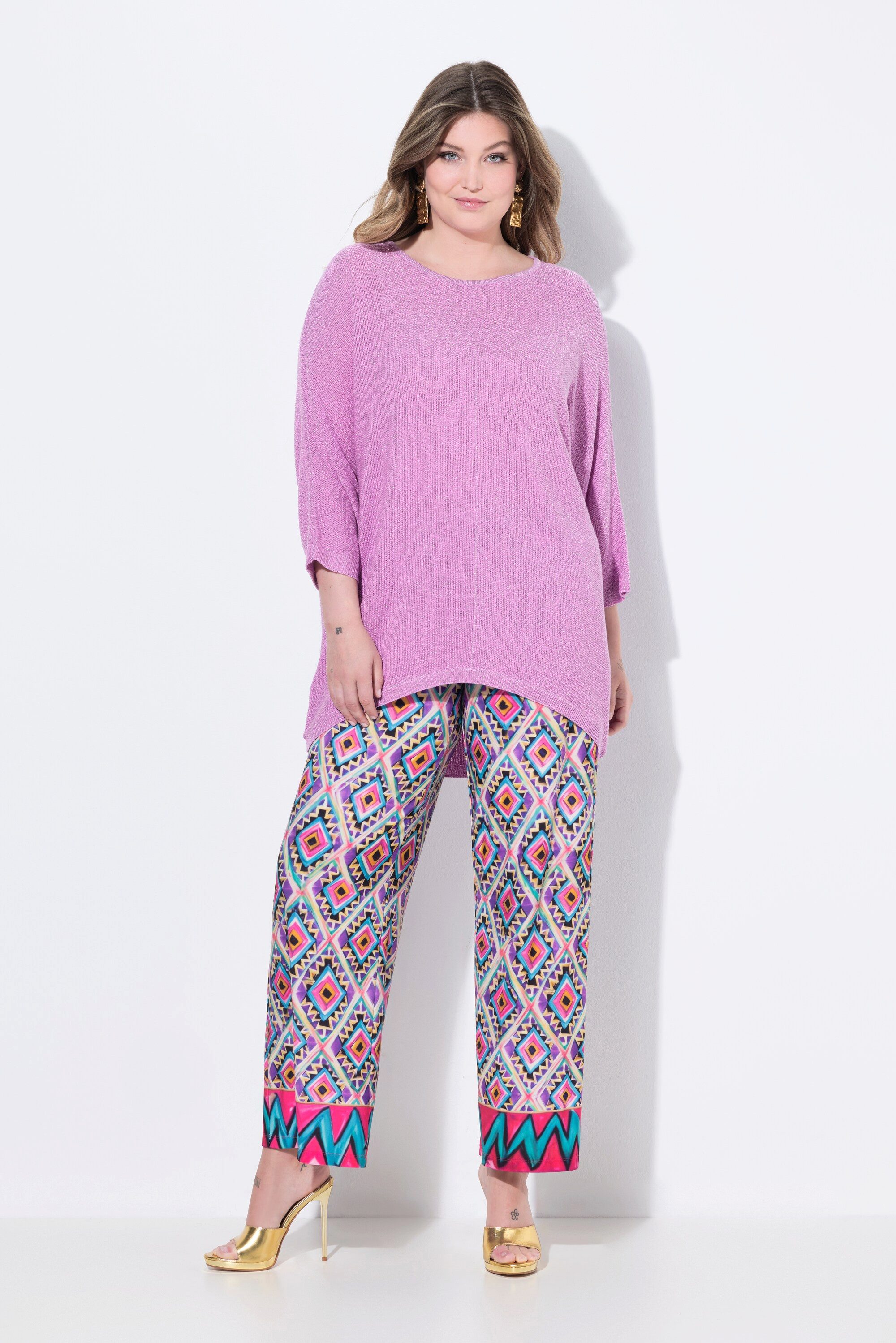 MIAMODA Strickpullover Pullover oversized Glitzerstrick Fledermaus-Ärmel günstig online kaufen