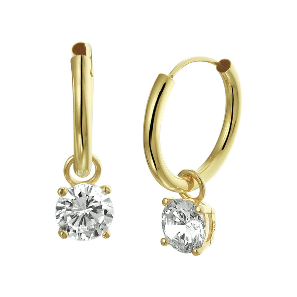 NICEANDnoble Paar Creolen 585er Gelbgold Creolen mit Einhänger Zirkonia günstig online kaufen