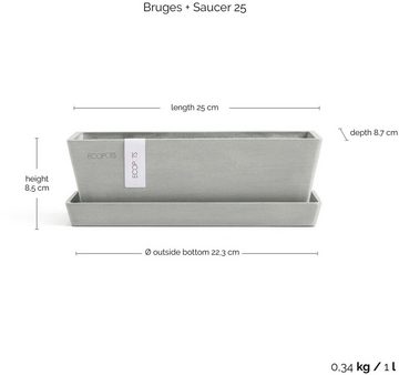 ECOPOTS Balkonkasten Bruges Mini 25 Weißgrau, für innen und außen: frostsicher, bruchsicher und lichtbeständig