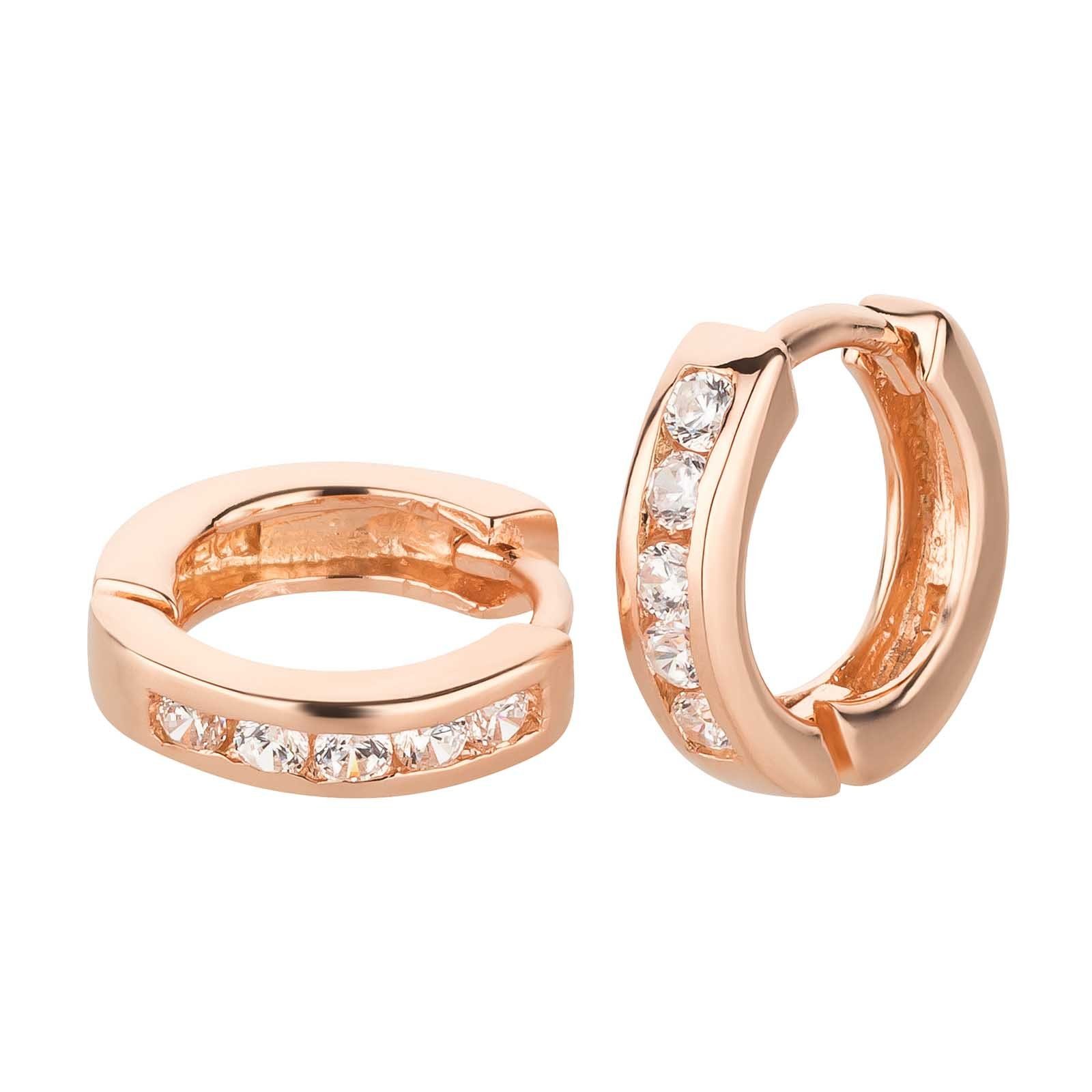 schmuck23 Klappcreolen Feine Ohrringe Creolen 925 Silber Damen Kinder Grösse: 1.2 cm x 0.3 cm, Kinderohrringe