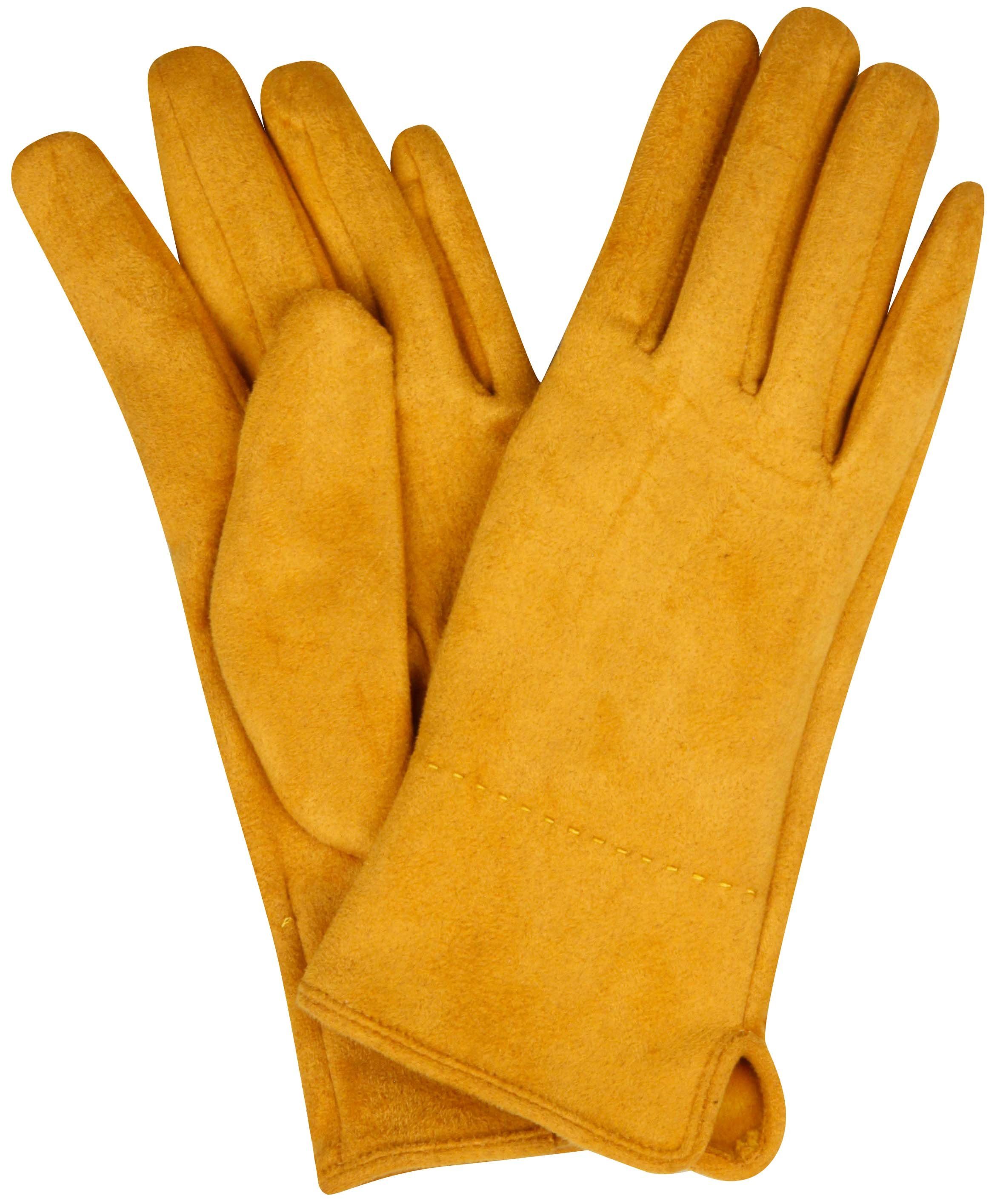 Capelli New York Strickhandschuhe Wildlederoptik Handschuhe mustard