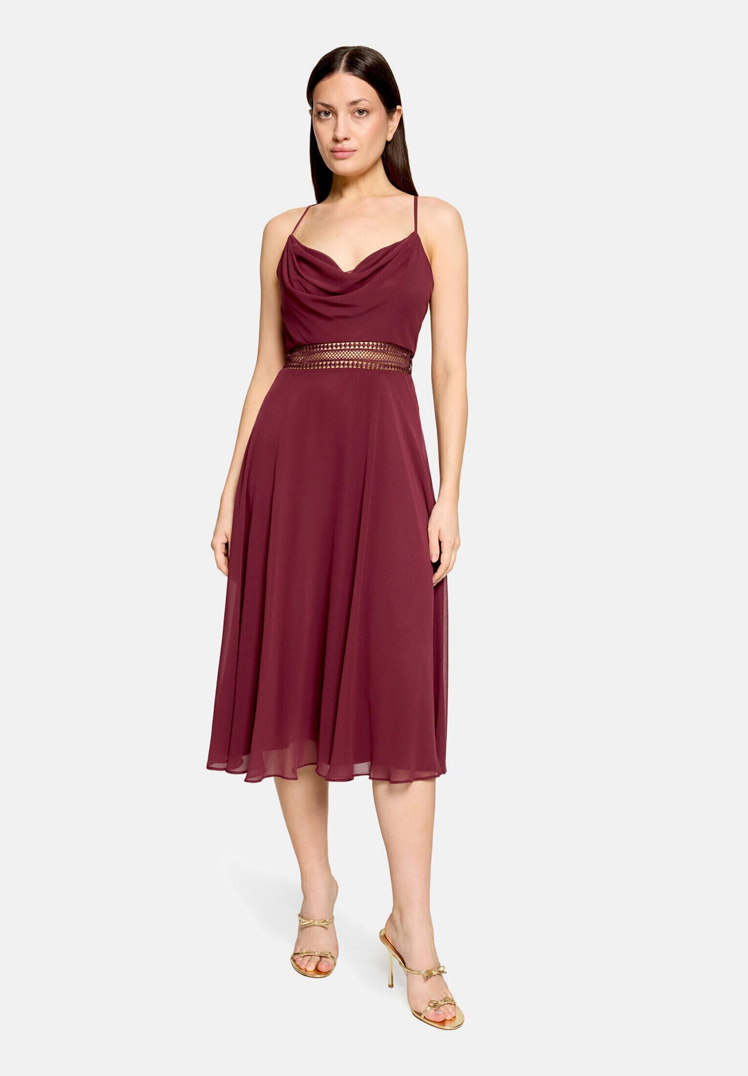 Vera Mont Cocktailkleid Damen mit Wasserfallausschnitt Stickerei – Bild 2 von 5