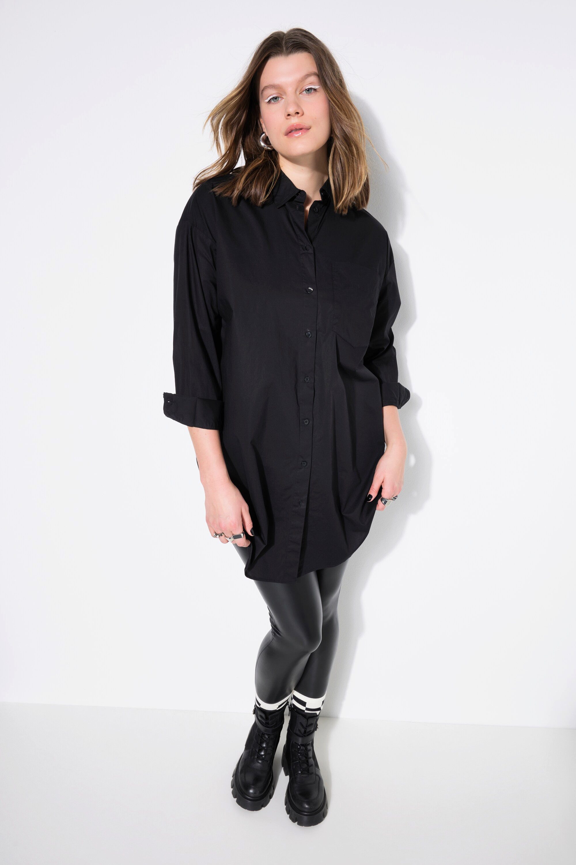 Studio Untold Hemdbluse Hemdbluse oversized Knopfleiste Hemdkragen