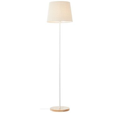 Lightbox Stehlampe, ohne Leuchtmittel, Stehleuchte, Stoffschirm & Holzfuß, 165 cm Höhe, E27, Weiß/Natur
