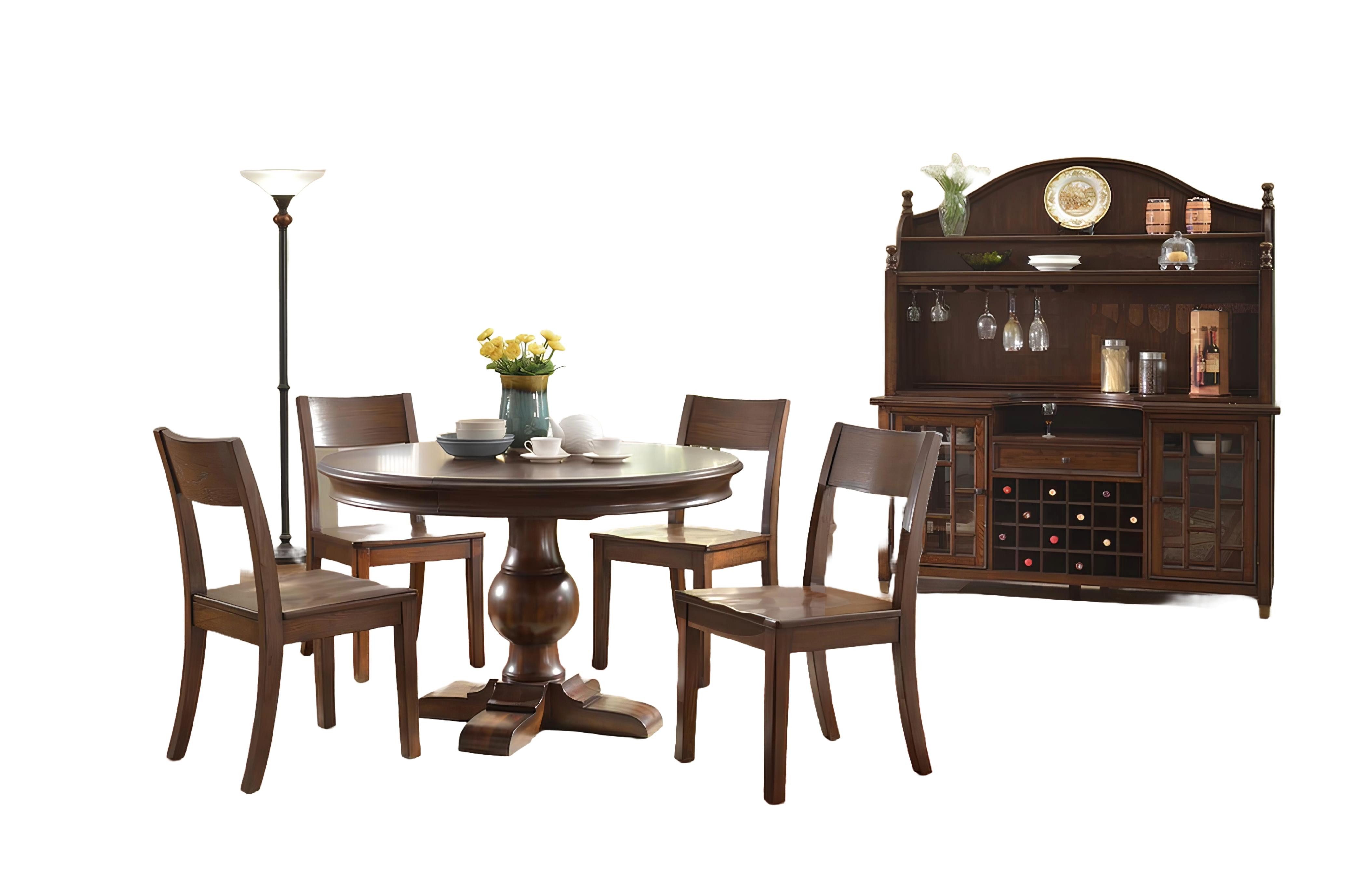 Xlmoebel Essgruppe Holz Esszimmermöbel Set mit Tisch, Anrichte und Stühlen, (Essgruppe, 6-tlg., 7tlg.Esszimmer Set(Esstisch + 4x Stühle + Anrichte), Hergestellt in Europa