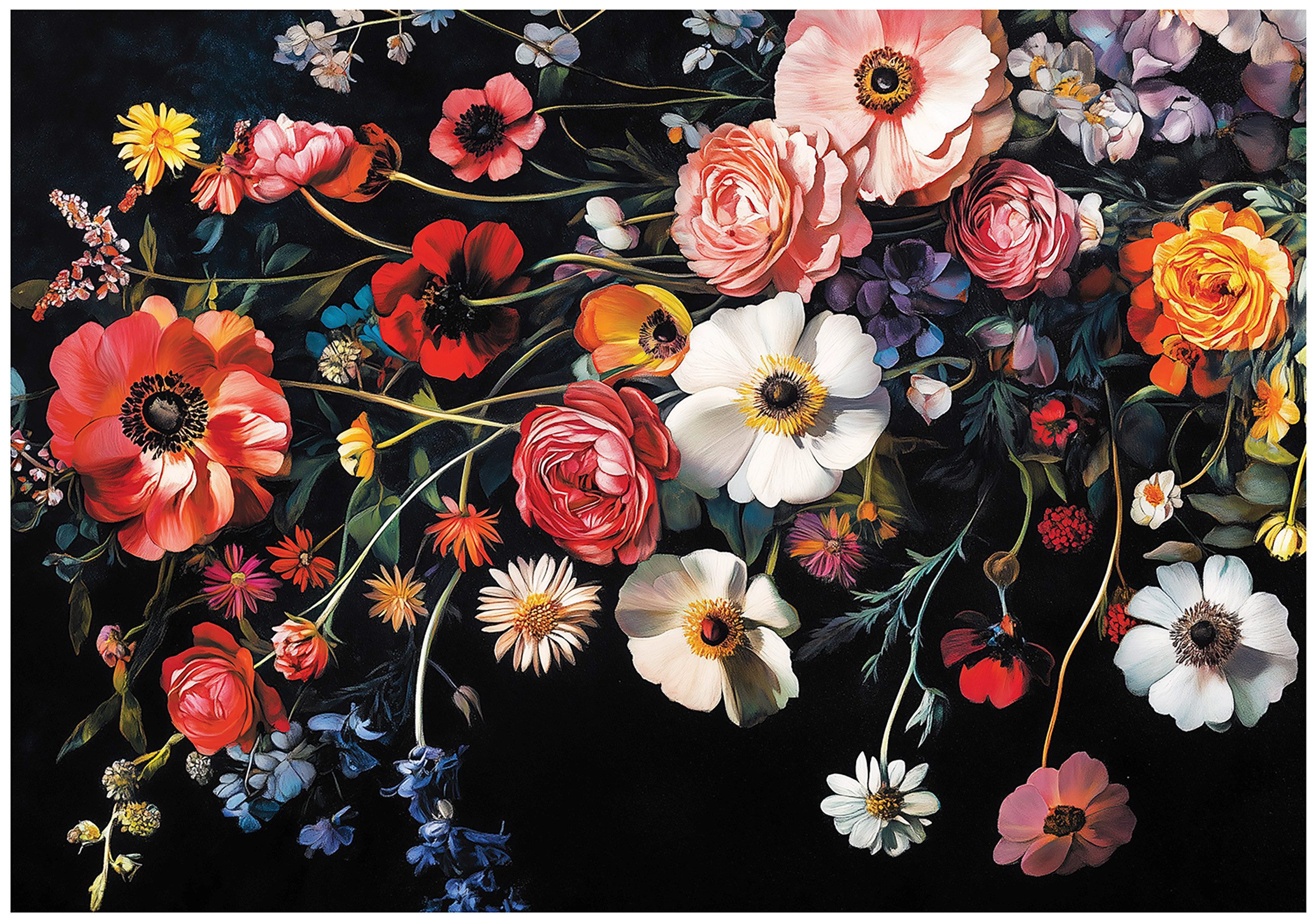 Wallarena Fototapete Blumen Natur Bunte Vlies Tapete Wohnzimmer Schlafzimmer Wandtapete, Glatt Vlies Washable, Blumen, Natur, Bunte, (Packung, 2 St., Vlies Fototapete), Vliestapete Rot Wohnzimmer Schlafzimmer Küche Tapete + Kleister