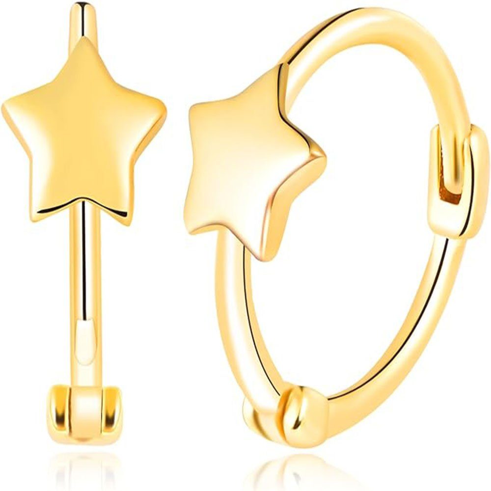 POCHUMIDUU Paar Ohrhänger 925 Sterling Silber Damen Ohrringe Intarsien Stern Ohrring Clips (2-tlg., Hypoallergen), Geeignet für Freunde Freundinnen goldene