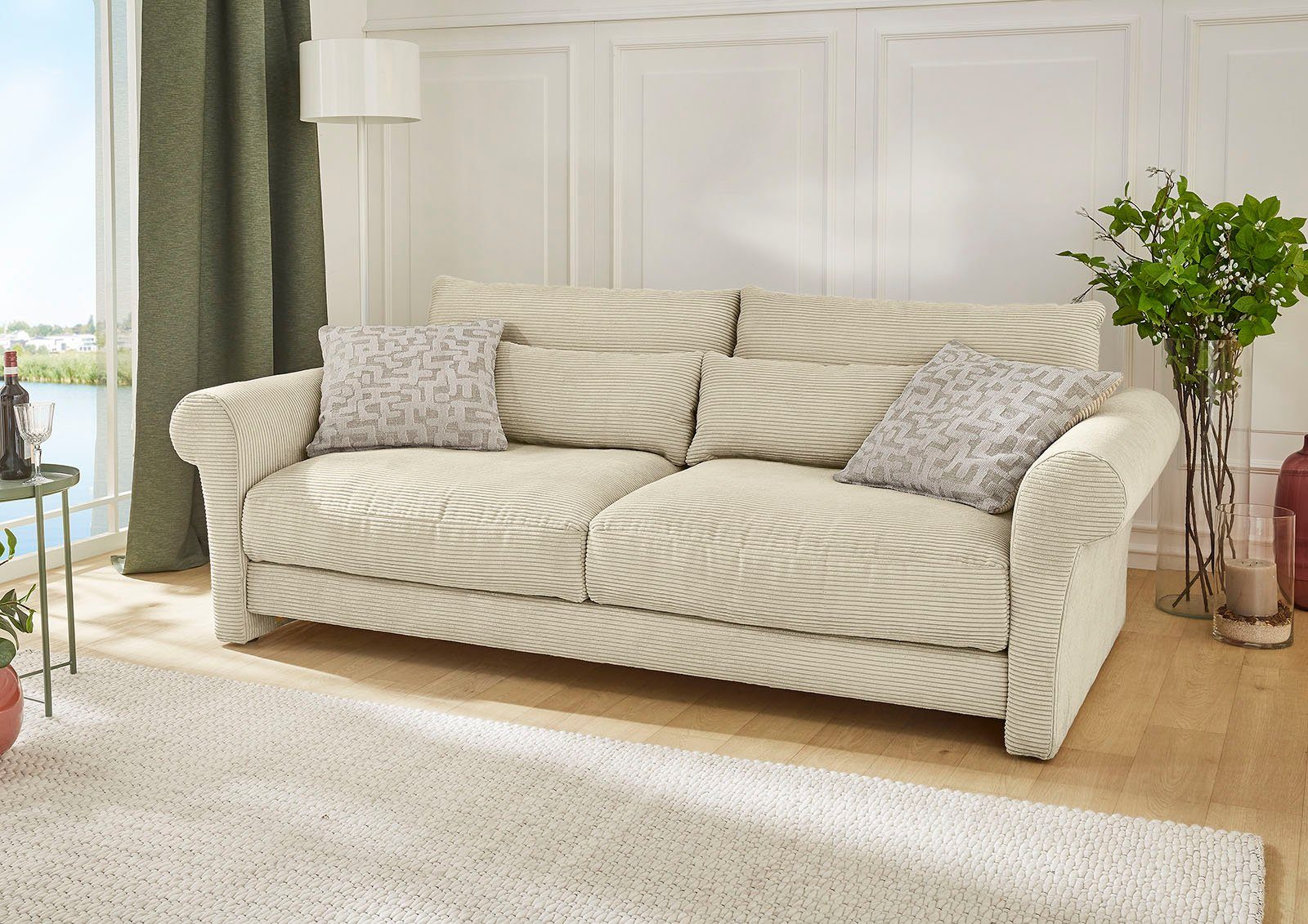 Jockenhöfer Gruppe Big-Sofa Maxima, Federkern,Schaumflocken,hervorragendes Sitzgefühl,Bezug in Cord beige | beige | Big Sofas