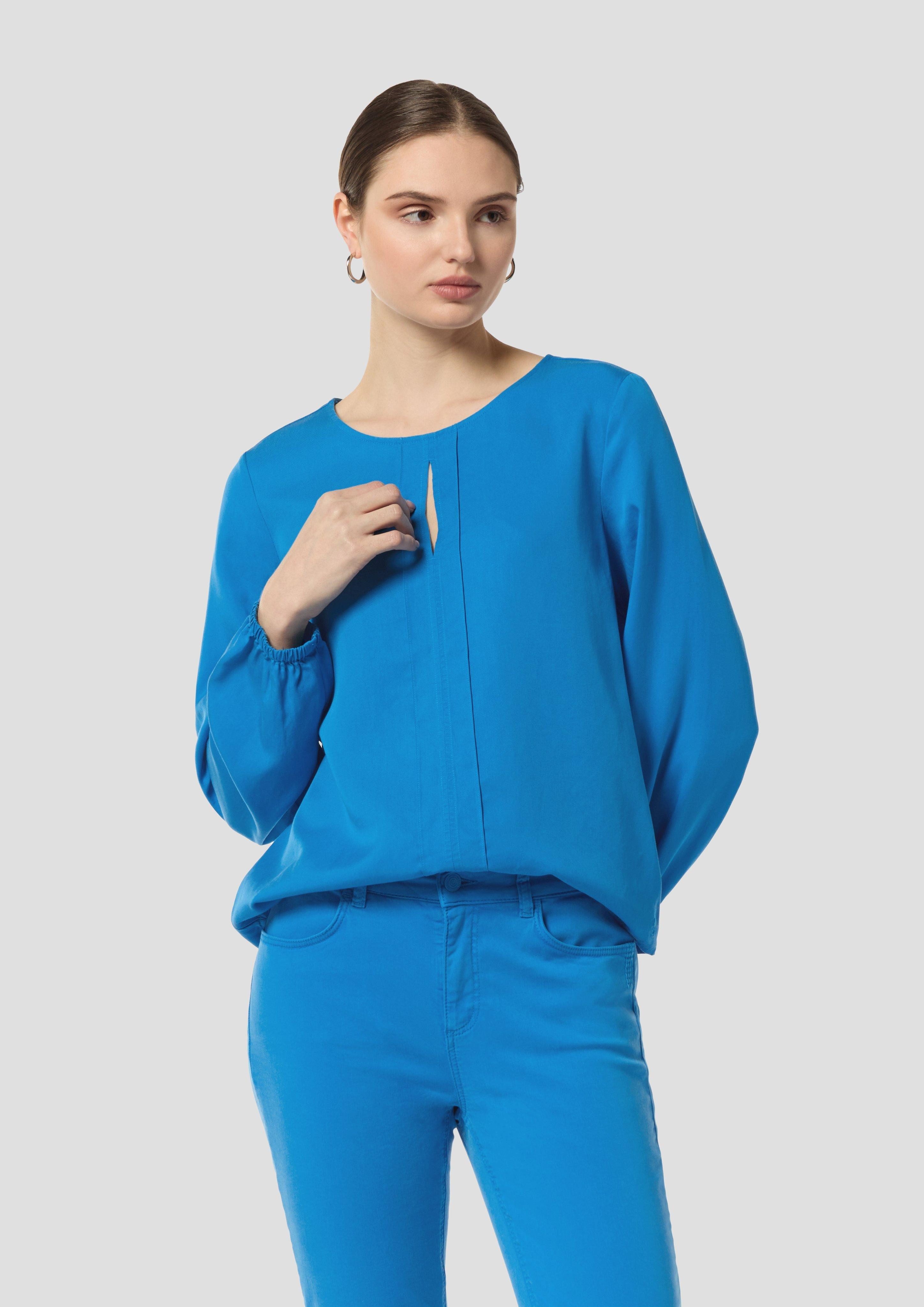 Langarmbluse Lyocell-Bluse mit Cut-Out