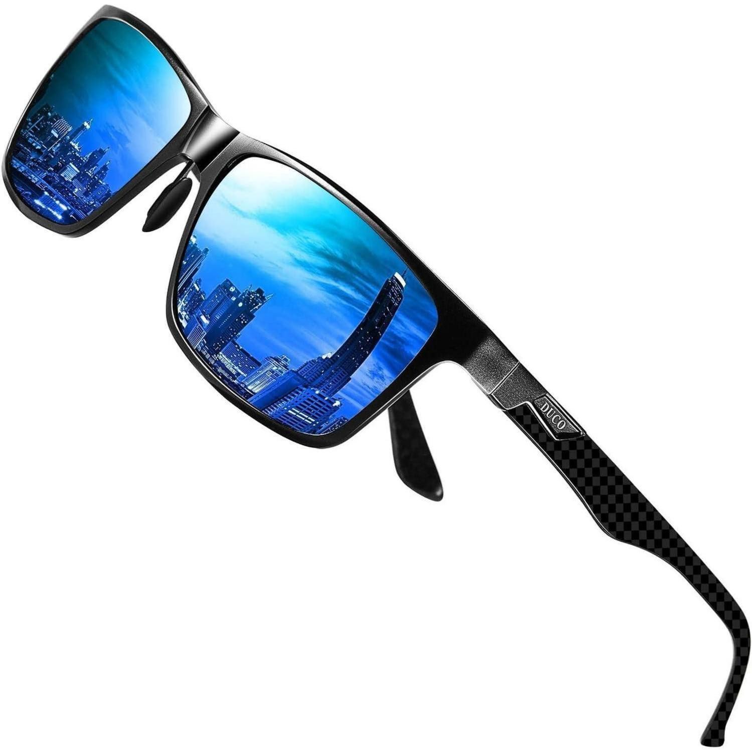 LuxusKollektion Sonnenbrille Sonnenbrille Herren Polarisierte Rechteckig Schwarz Rahmen Blau Linse (1-St)