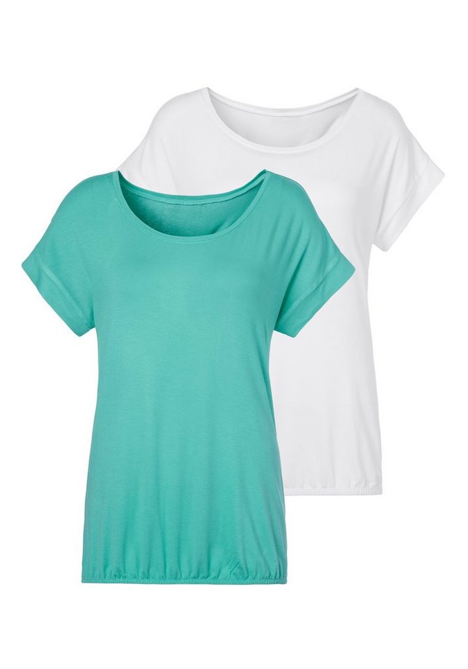 Vivance T-Shirt (2er-Pack) mit elastischem Saumabschluss