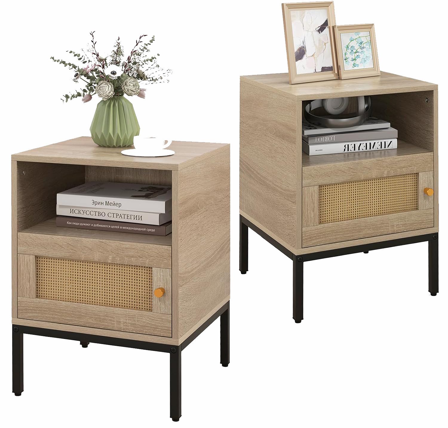 KOMFOTTEU Nachttisch (2-St), Nachtkonsole mit Schrank & Ablagefach günstig online kaufen