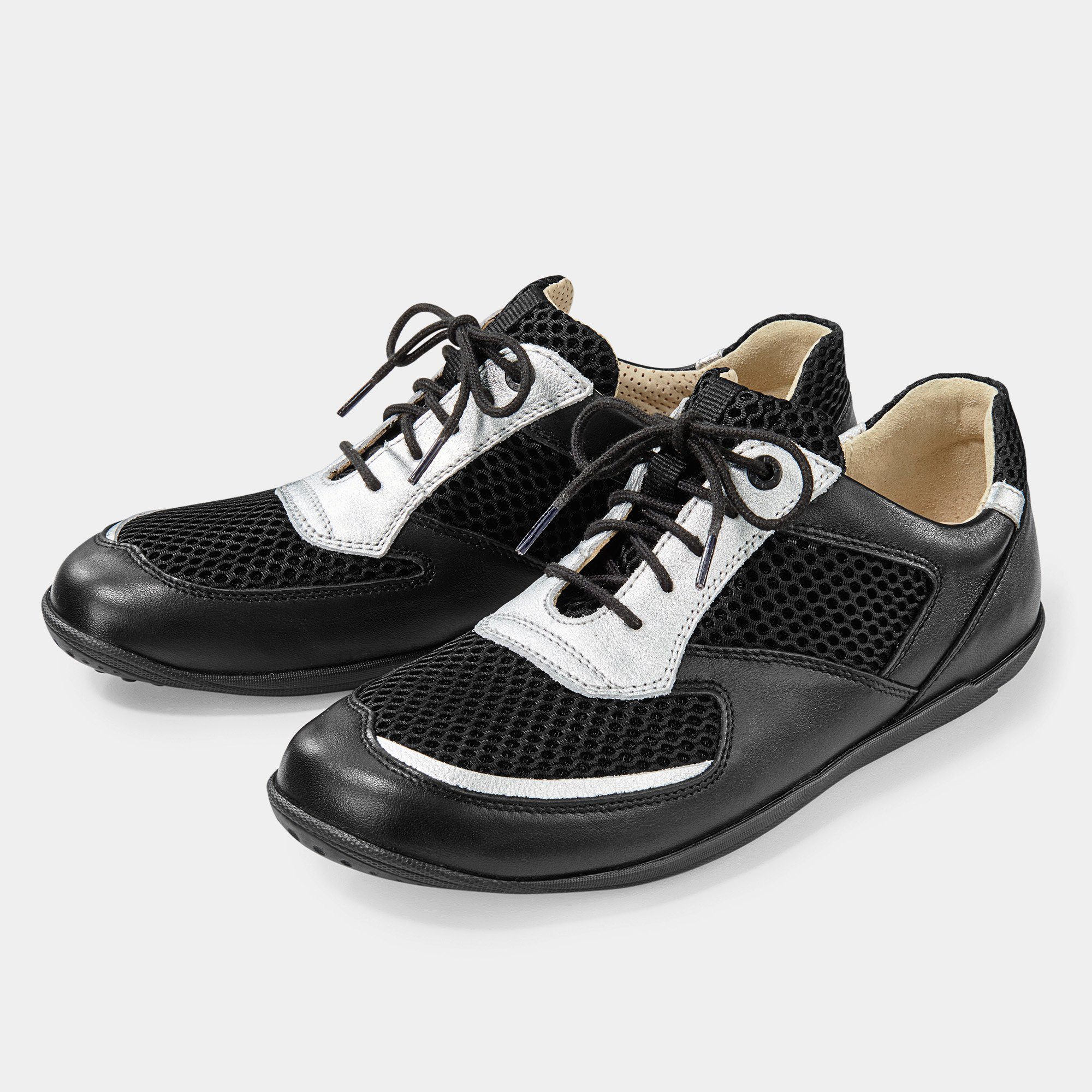 BÄR Schuhe Damenschuh - Modell Michaela in der Farbe Schwarz/silber  Schnürschuh Extrem leicht und luftdurchlässig