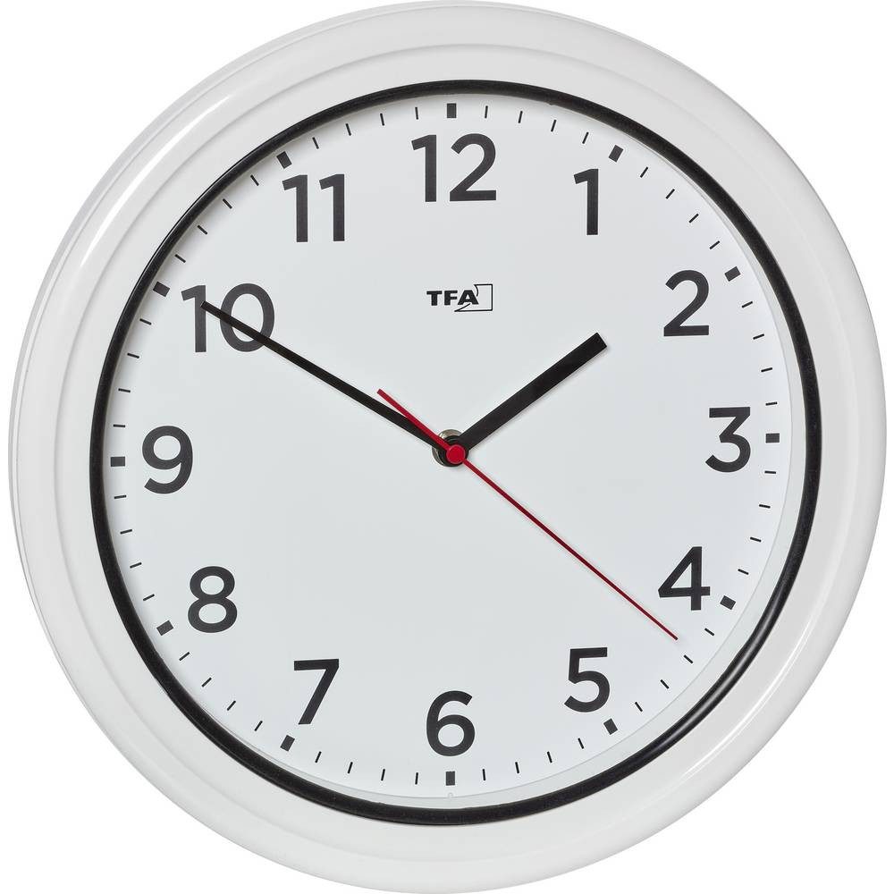 TFA Dostmann Wanduhr 60.3078.02 Quarz Outdooruhr 33 mm x 52 mm Weiß spritzwassergeschützt (spritzwassergeschützt)